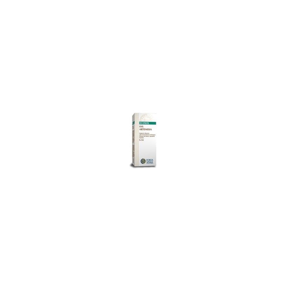 Scatola con etichetta prodotto. Testo: SYS Artemisia Gocce. Confezione verde e bianca.