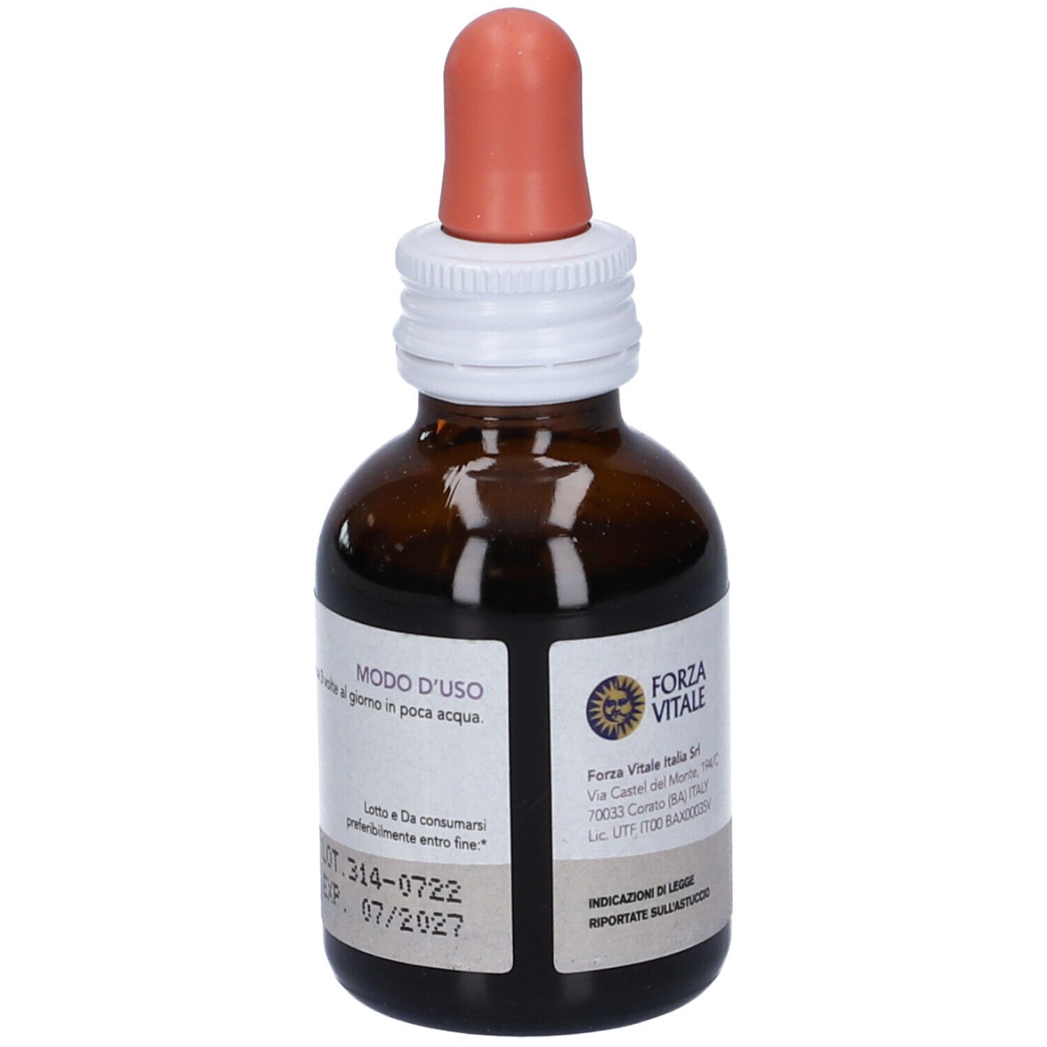 Flacone di vetro marrone con contagocce. Etichetta: SYS Artemisia, integratore alimentare.