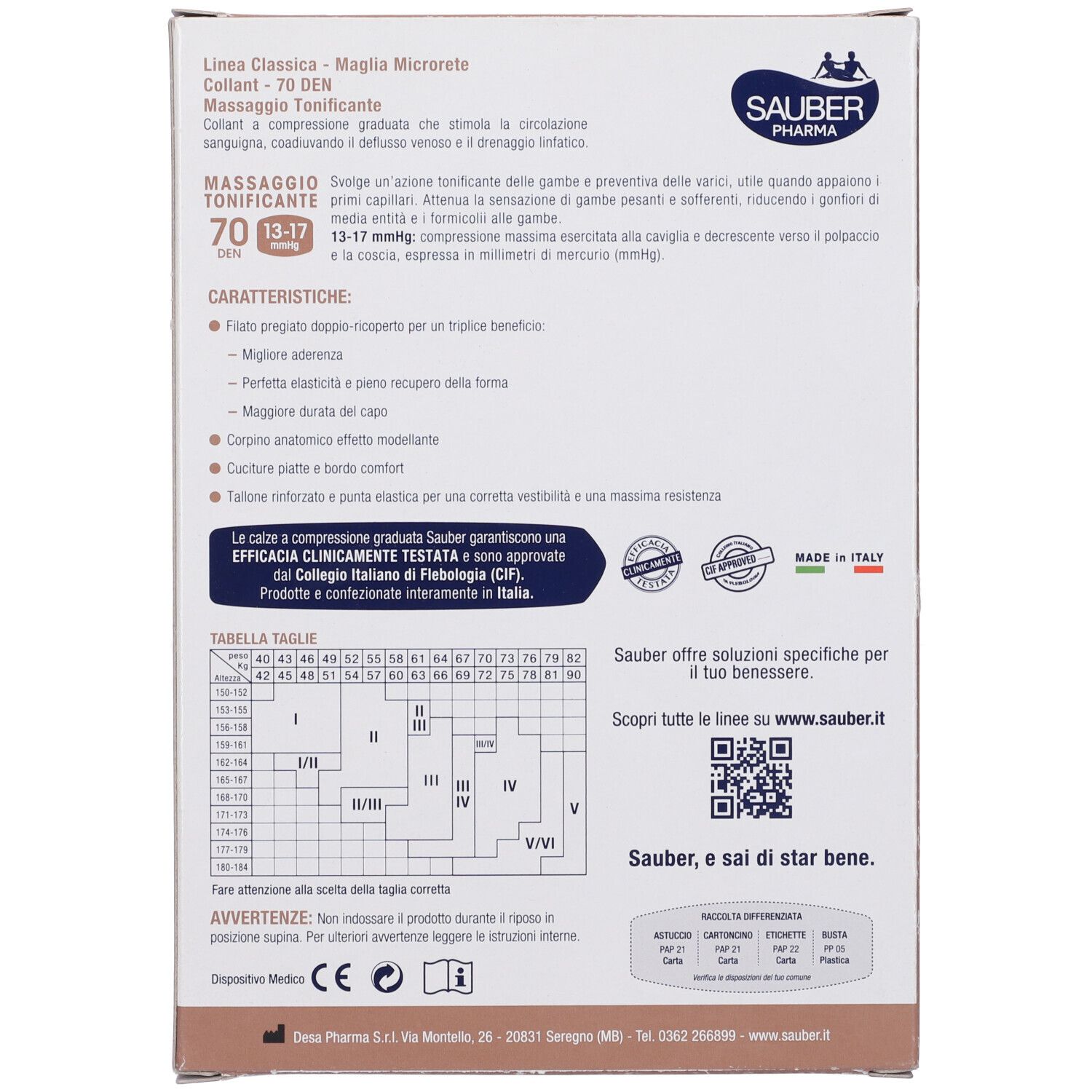 Sauber Collant 70 Denari Maglia Microrete Bisq 3 Linea Classica