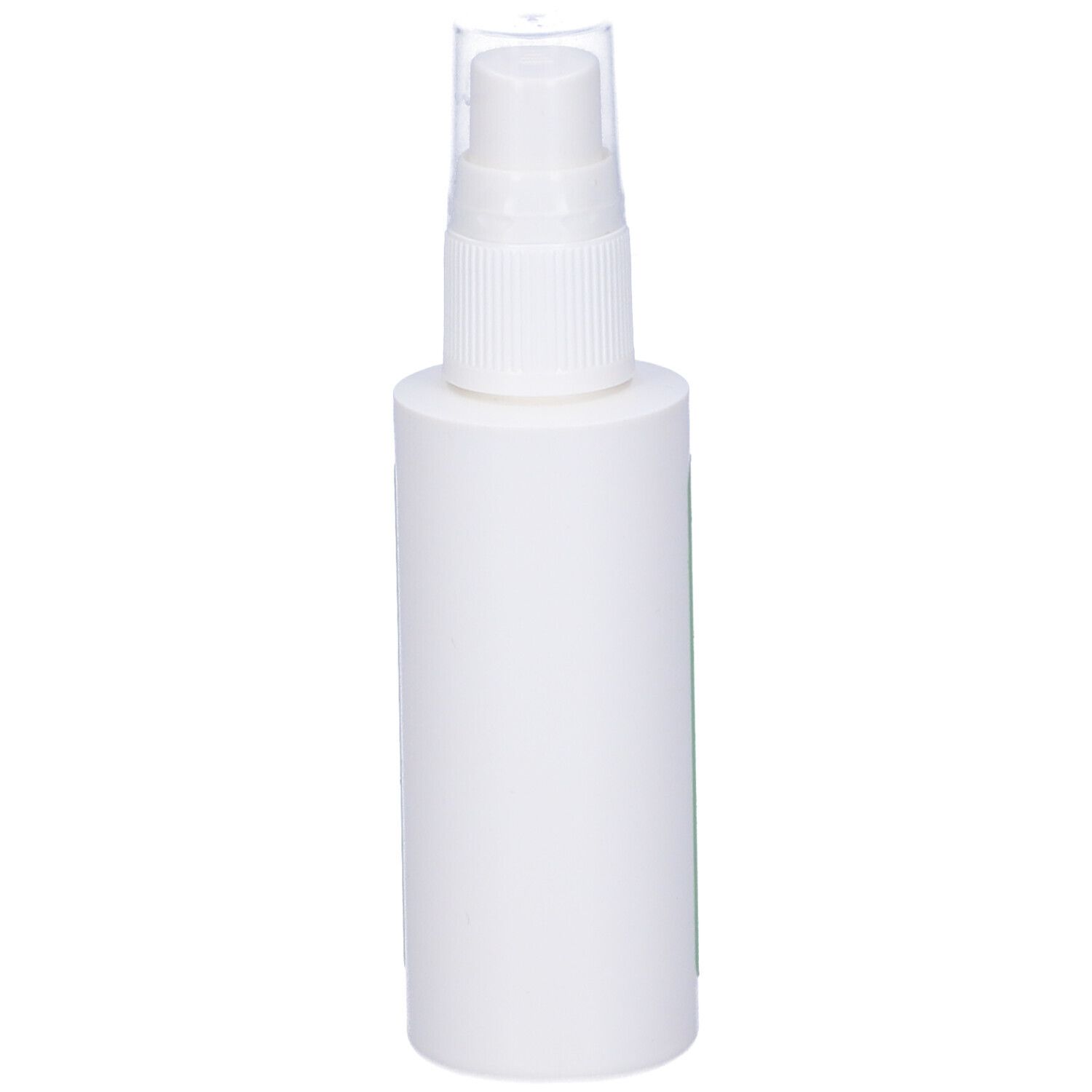 Flacone spray bianco. Con spruzzatore. Senza etichetta.
