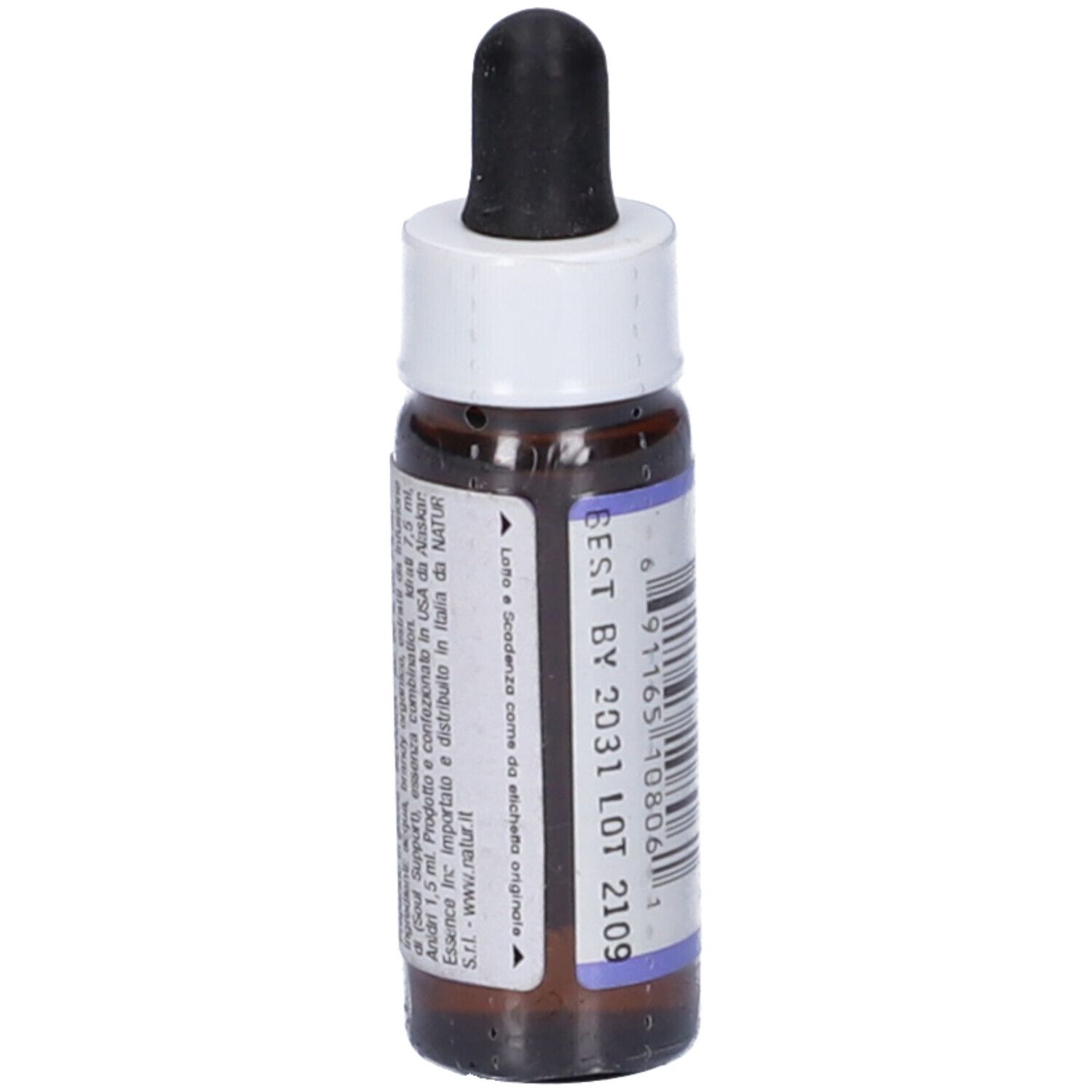 Flacone di vetro marrone con etichetta. Scritta: Soul Support, Alaskan Essences. Da consumarsi preferibilmente entro 2031.