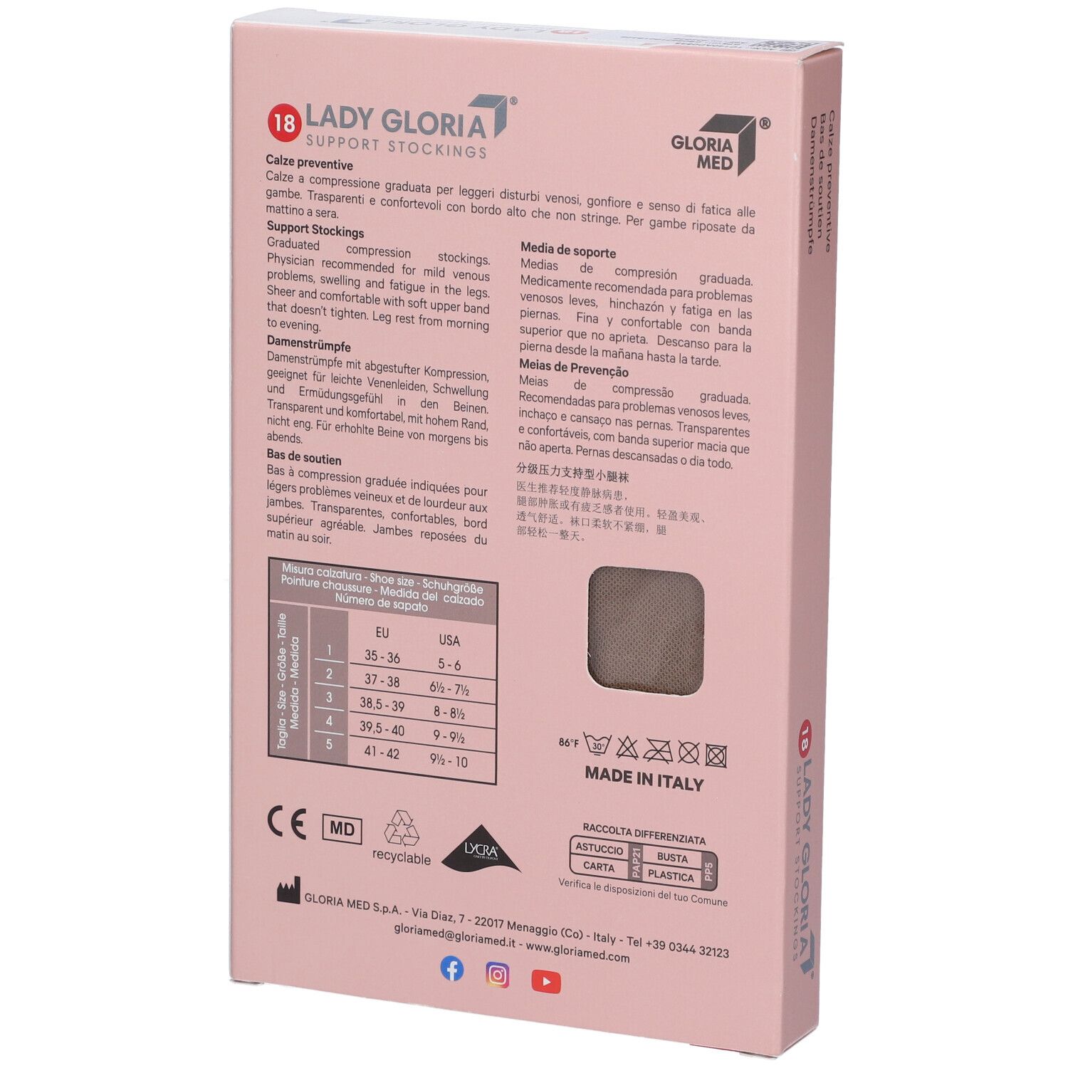 Calze a compressione graduata Lady Gloria, taglia 18.