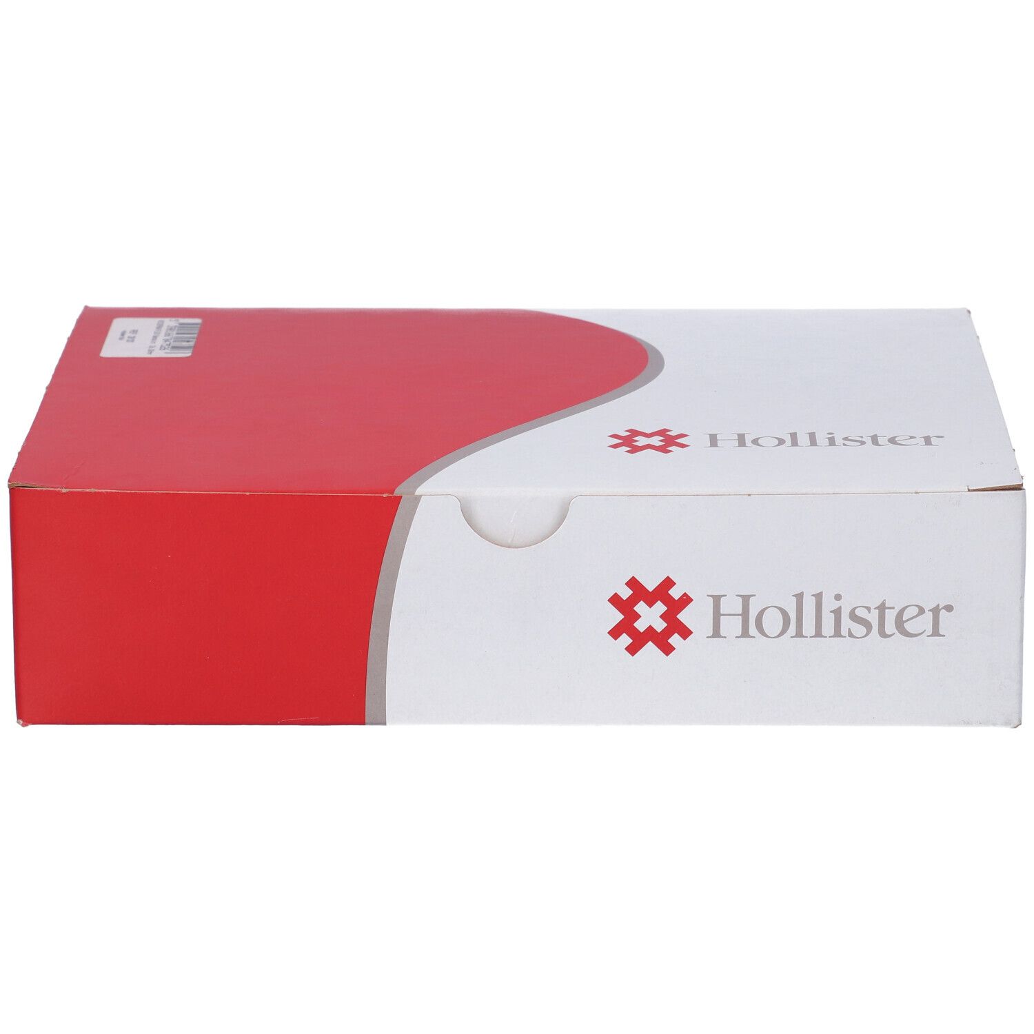 Scatola Hollister, rossa e bianca. Numero prodotto e logo.