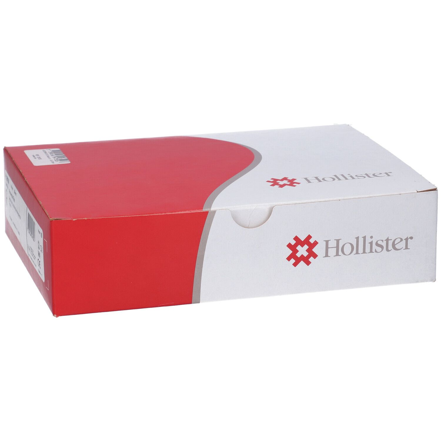Scatola Hollister, rossa e bianca. Numero prodotto e logo.