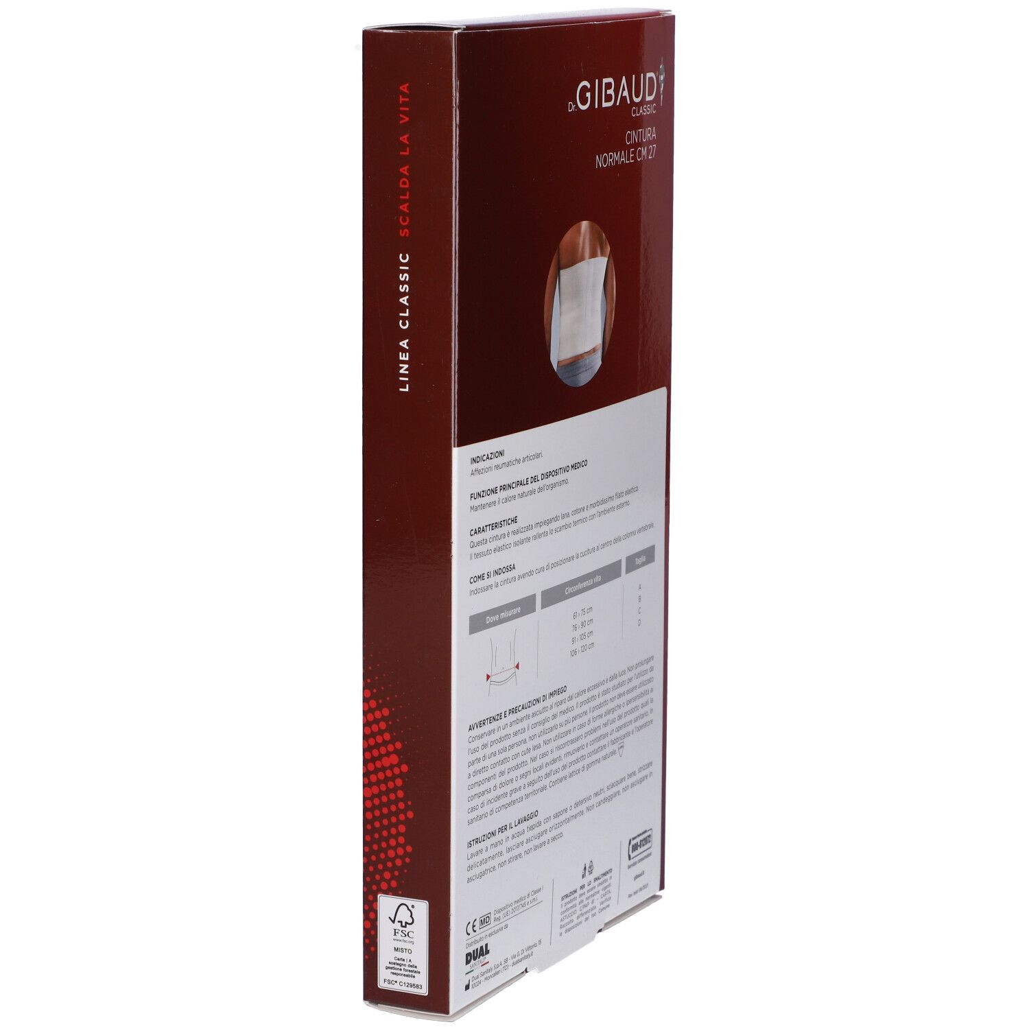 Vista laterale della confezione Dr. Gibaud Classic. Informazioni sul prodotto. Immagine del prodotto.