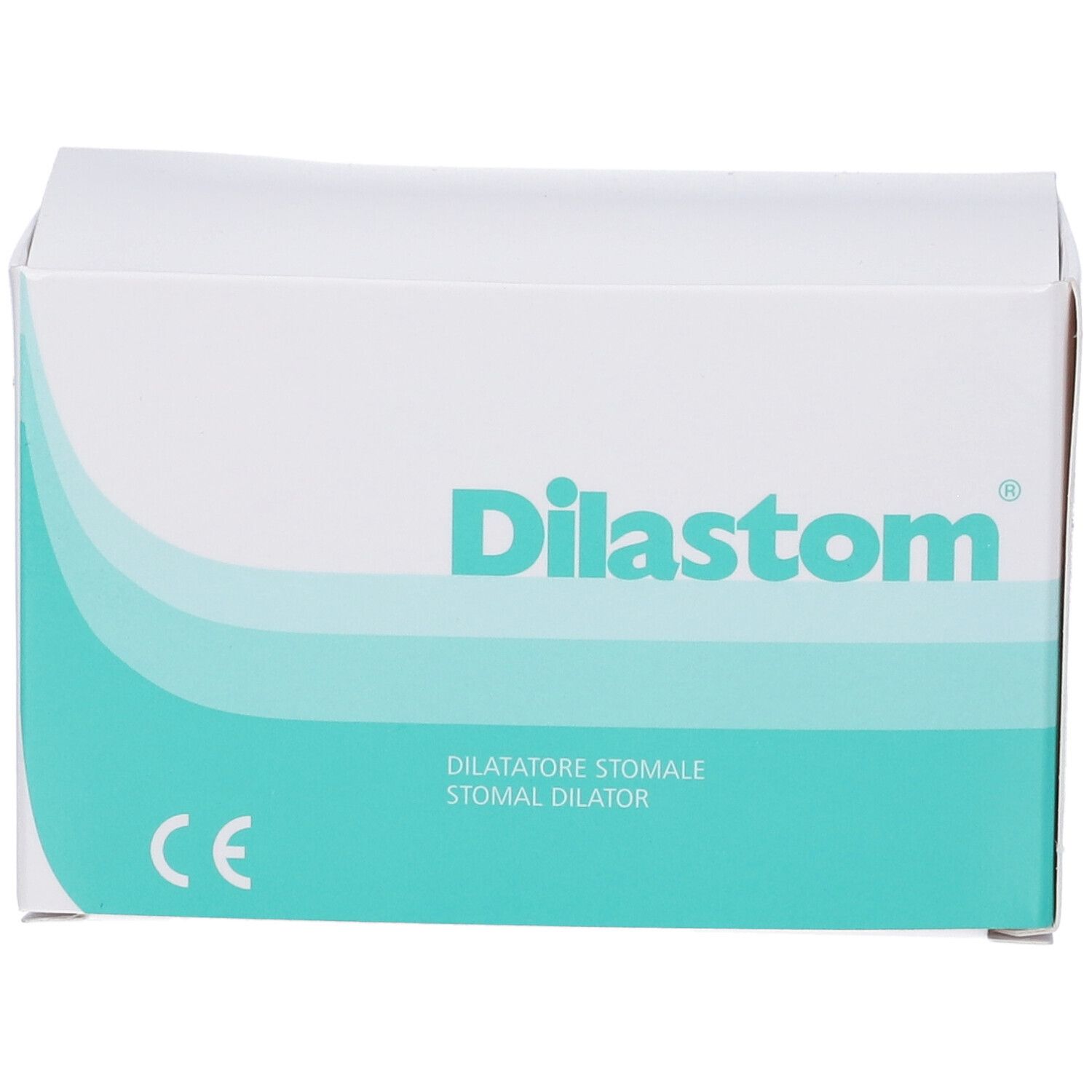 Confezione di Dilastom. Nome prodotto e marchio Dilastom. Sulla confezione è presente il marchio CE.