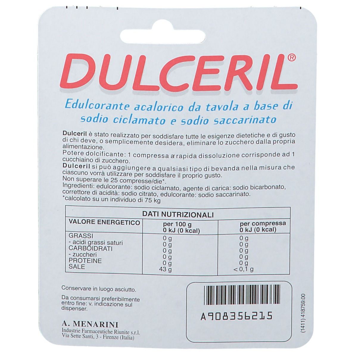 Dulceril® Dolcificante acalorico