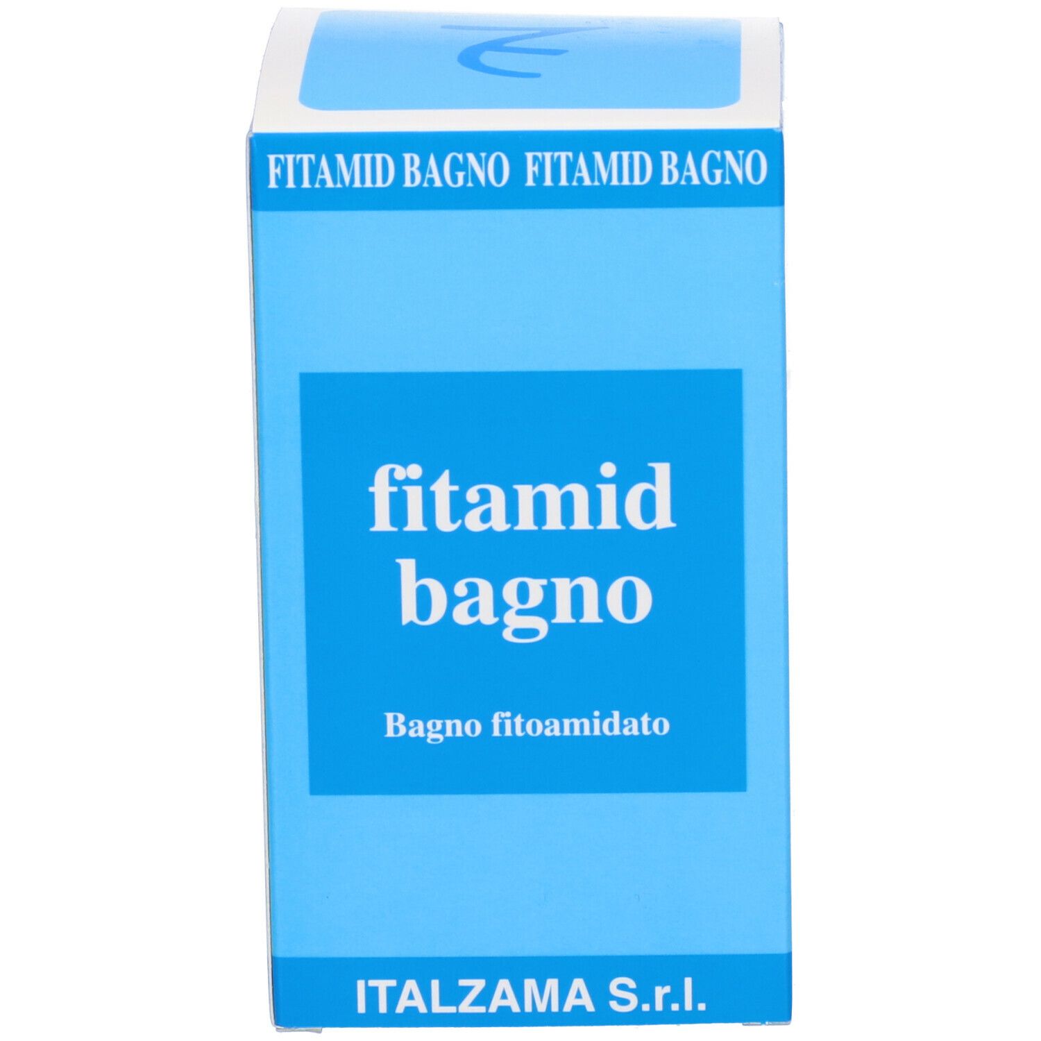 Scatola blu con scritta bianca 'fitamid bagno'. Marchio: ITALZAMA S.r.l.