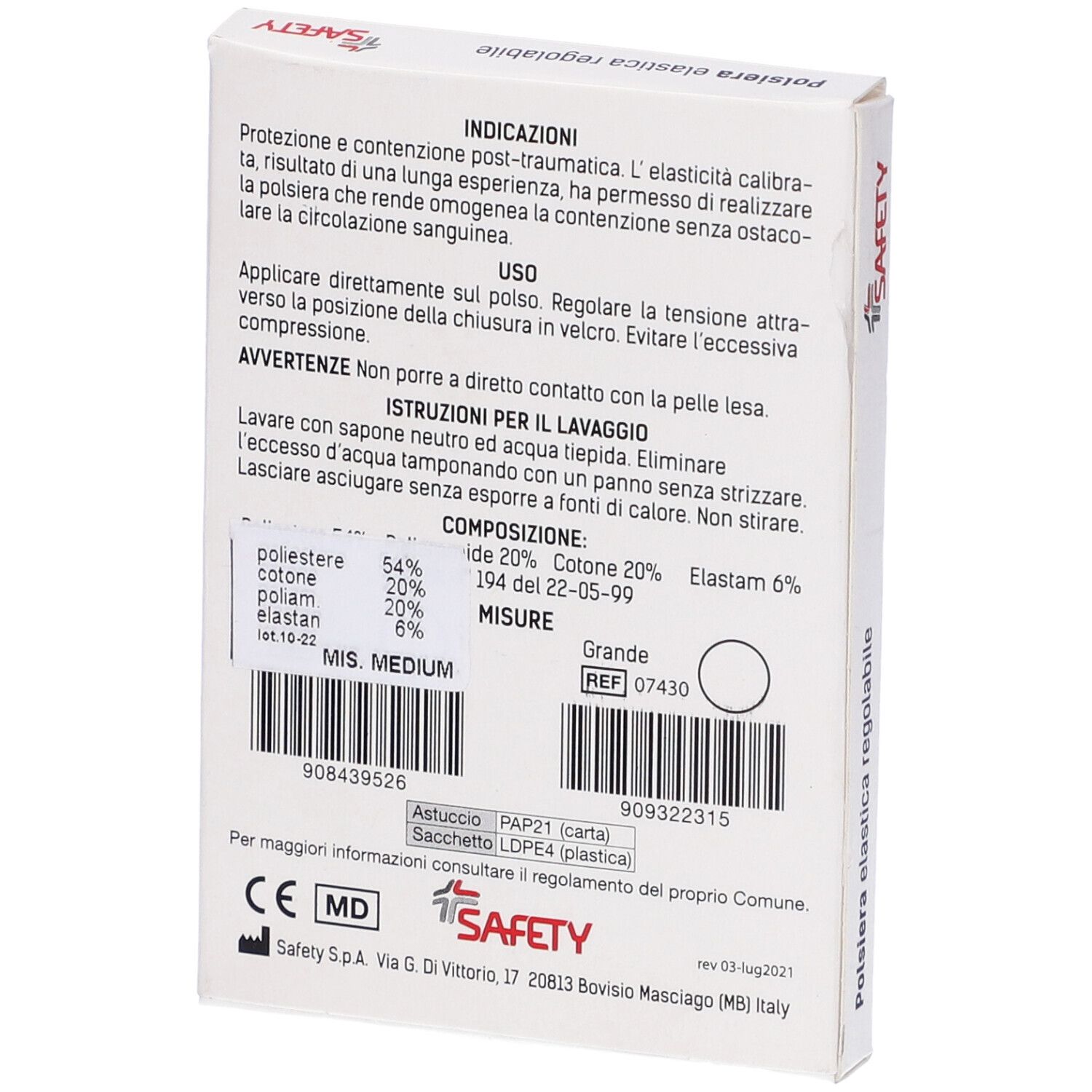 Polsino Ortopedico Flexa Colore Ocra Taglia Medium