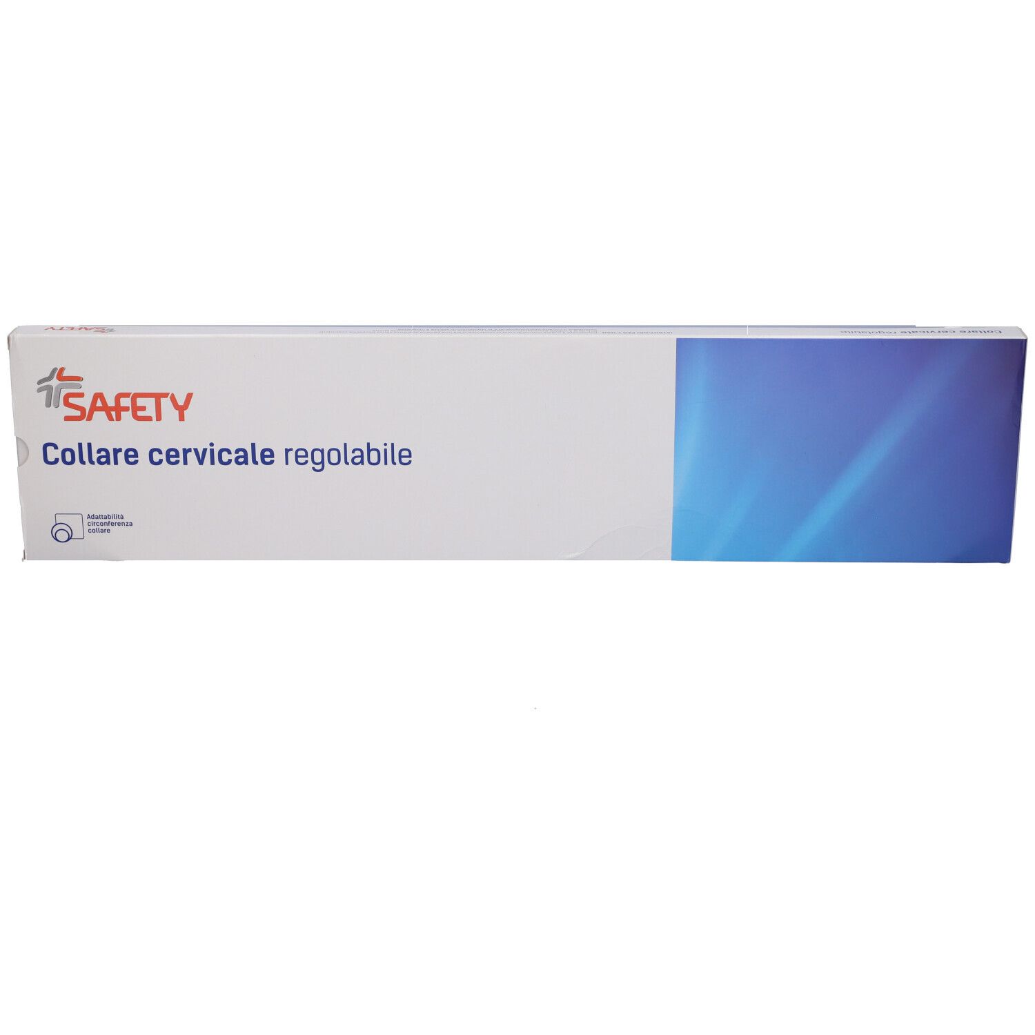 Confezione con scritta 'SAFETY'. 'Collare cervicale regolabile'.