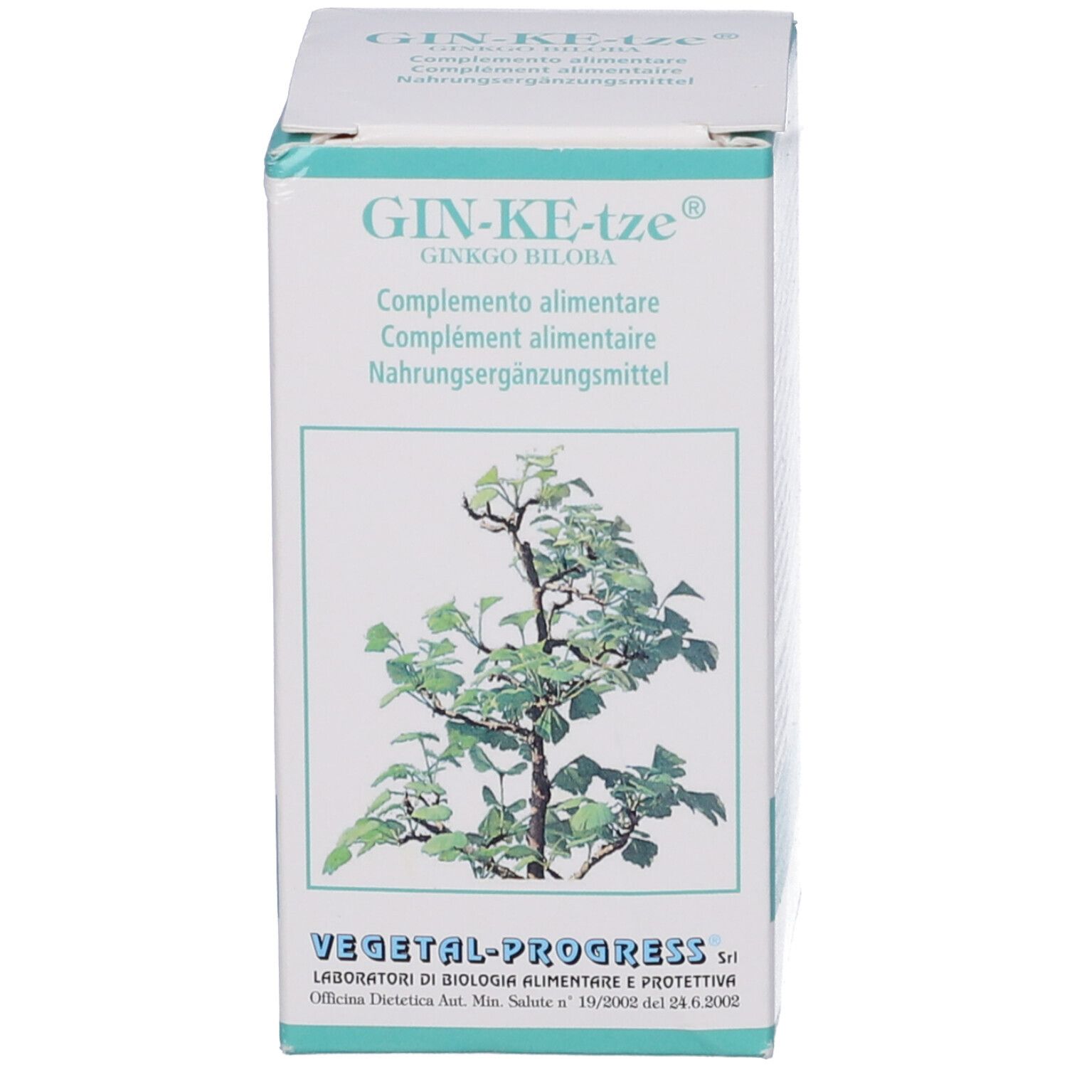 Scatola con nome del prodotto e illustrazione. Informazioni testuali sulla scatola.