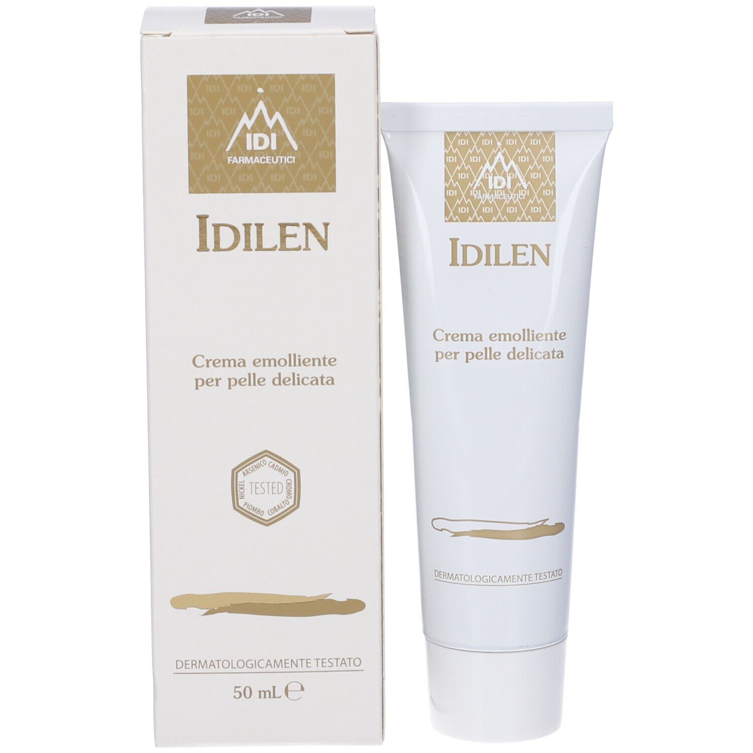 Confezione del prodotto con tubo e scatola. Scatola con logo e nome del prodotto. Tubo con nome del prodotto e testo.