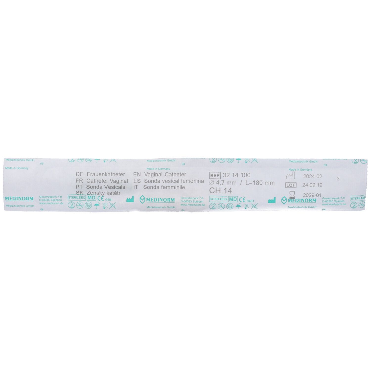 Catetere Uretrale Nelaton Femminile Ch14 Lunghezza 40Cm. Prodotto In Pvc Medicale Con Punta Distale Arrotondata Per L'Introduzione Atraumatica