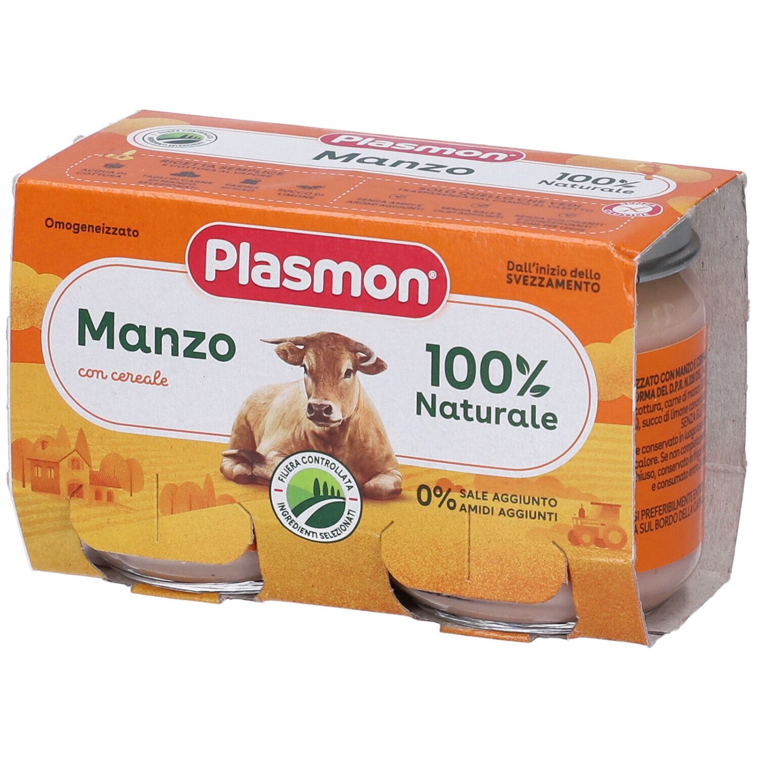 Plasmon Omogeneizzato Carne Vitello, prosciutto e cereale 2x80g Con Carne  Italiana, 100% naturale, senza amidi e sale aggiunti