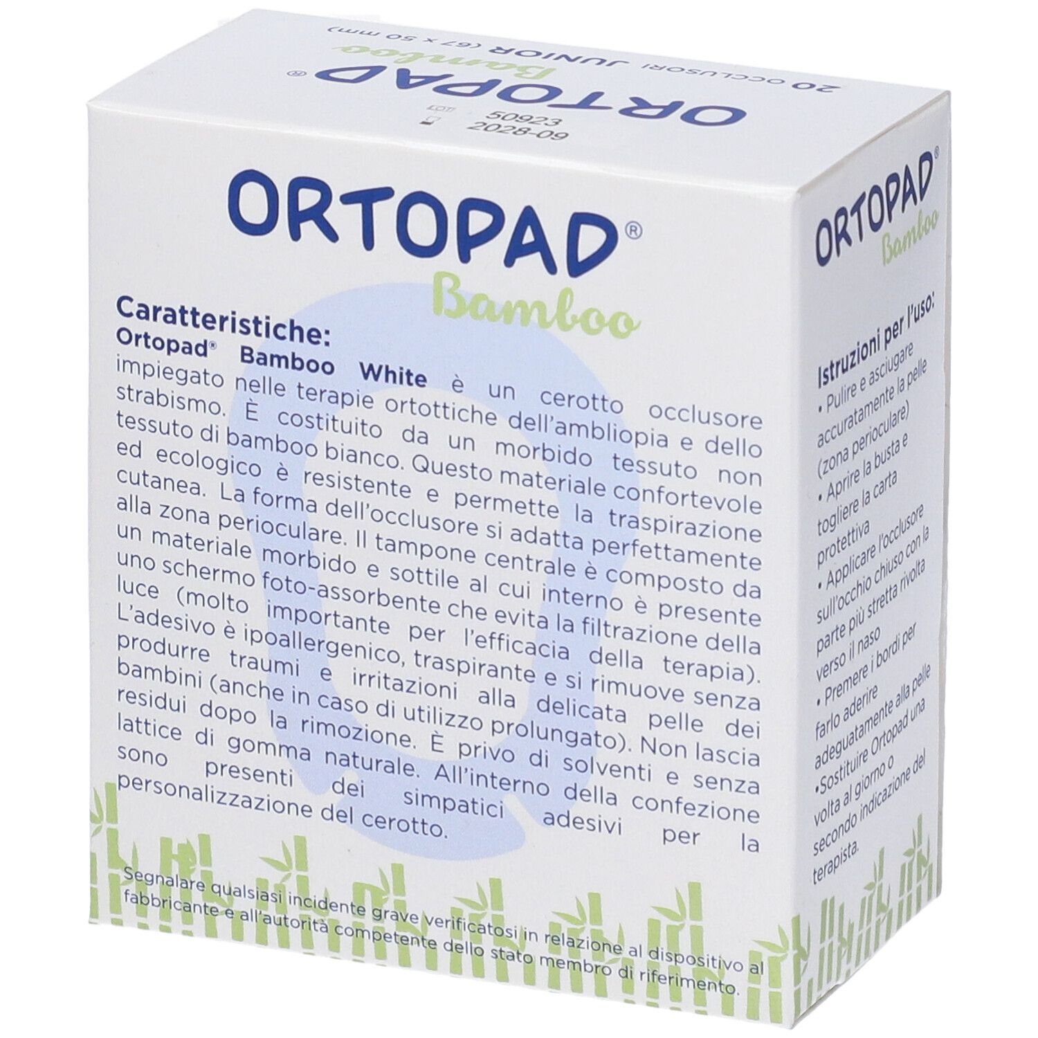 Cerotto Oculare Per Ortottica Ortopad Bianco Junior 20 Pezzi