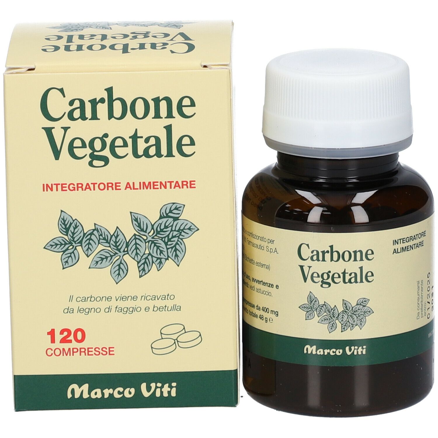 Carbone Vegetale Compresse 120 pz