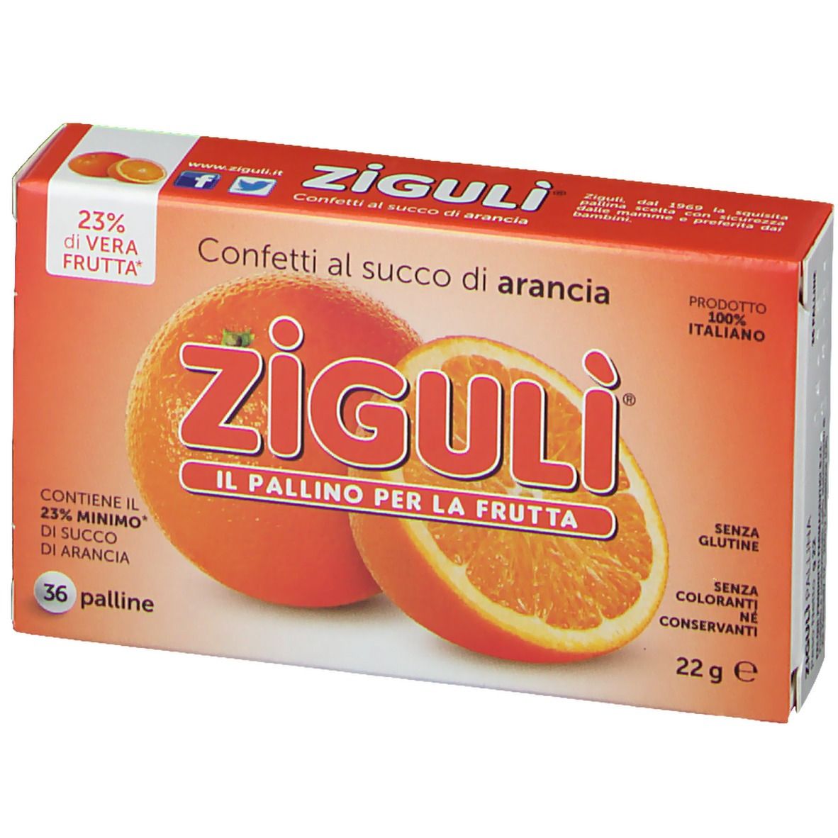 Falqui prodotti farmac. srl ziguli-caramelle ziguli c arancia 40 confetti  24 g