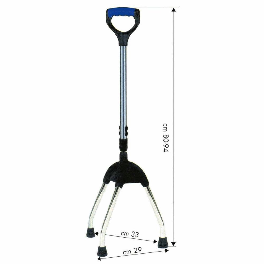 Tripode Canna Grigio Scuro Base Acciaio Cromato Impugnatura Nero/Bordeaux