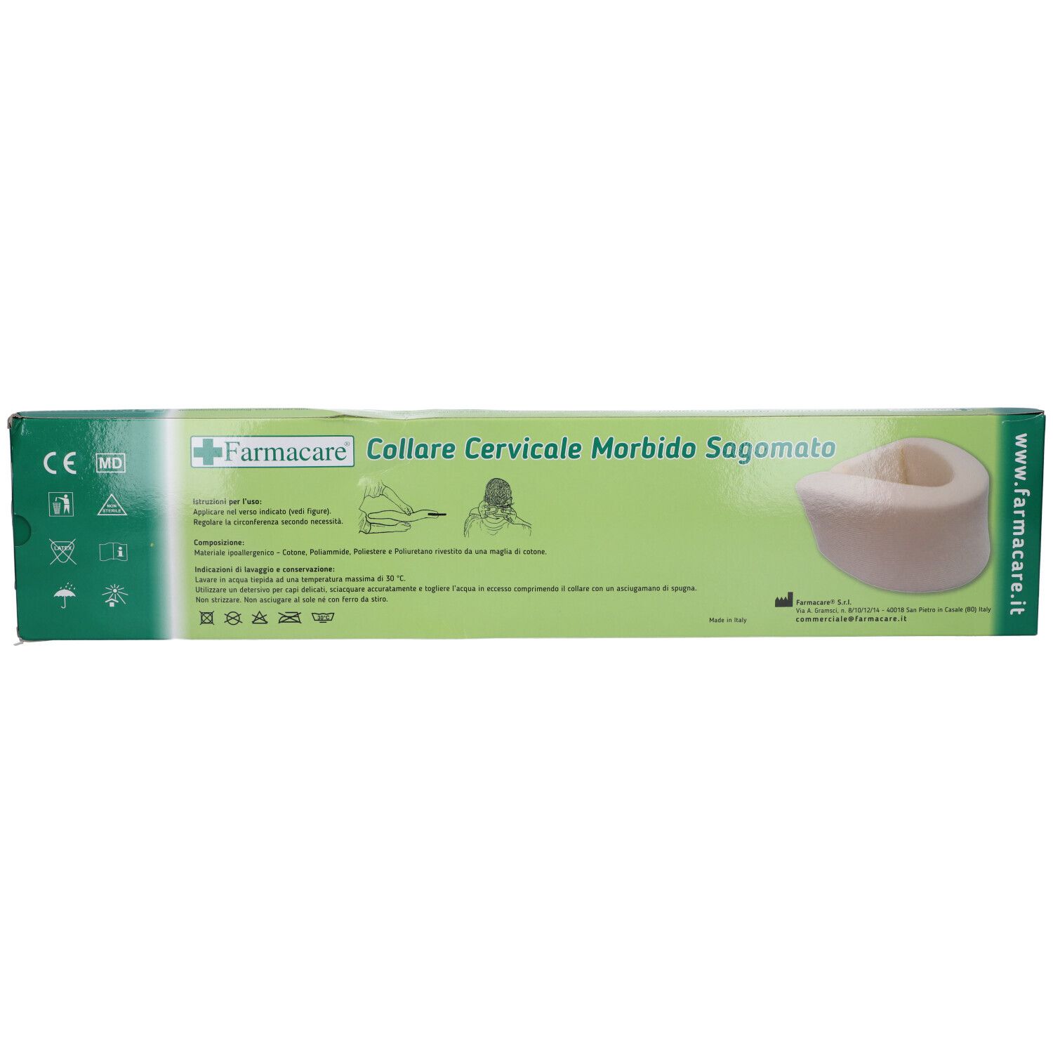Collare Cervicale Morbido Misura Media Per Artrosi Cervicale E Colpo Di Frusta Regolazione Della Circonferenza Tramite Cinghie Posteriori In Velcro. Altezza 10Cm
