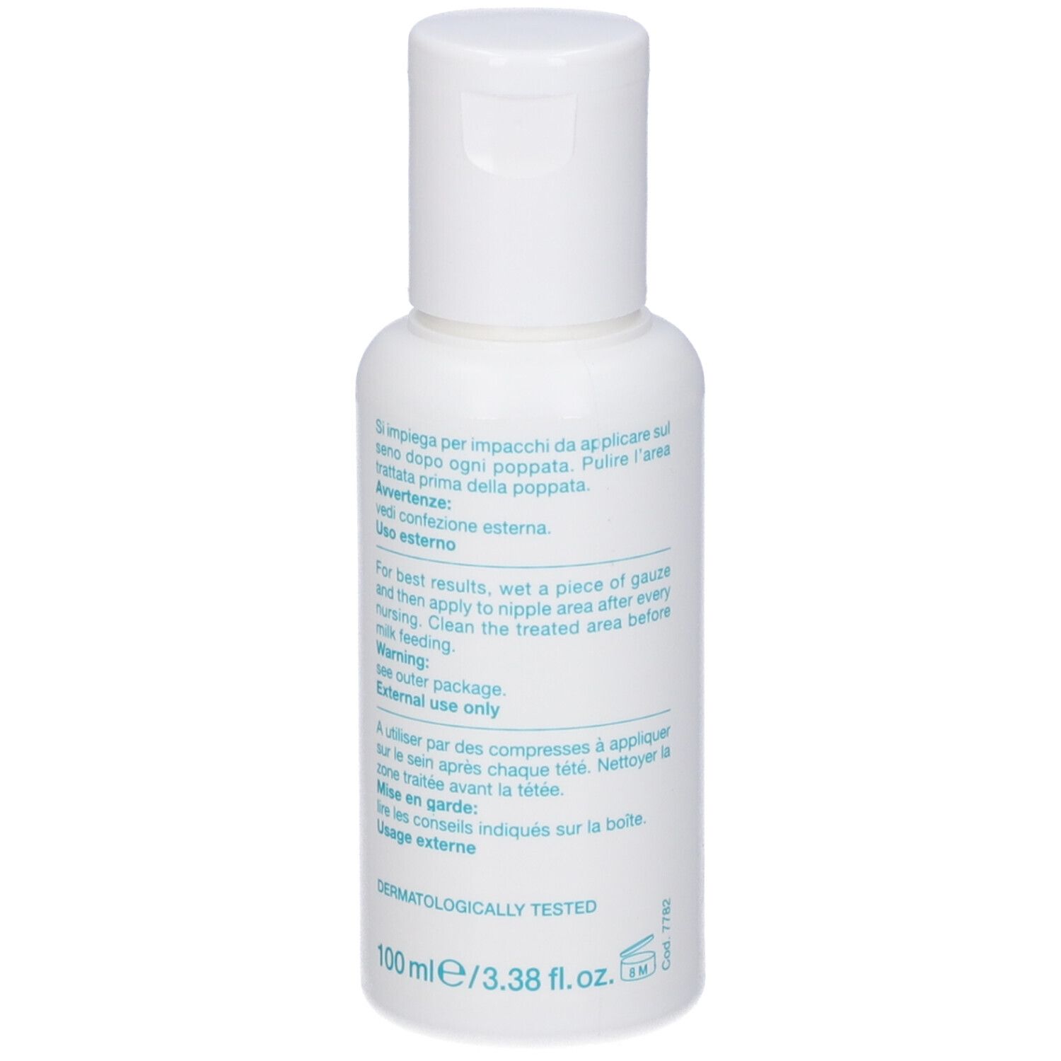 Flacone bianco con tappo a ribalta. Nome prodotto: RAGADEN. Testo multilingue.