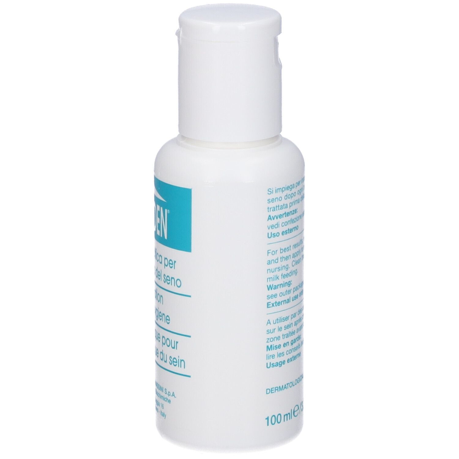 Flacone bianco con tappo a ribalta. Nome prodotto: RAGADEN. Testo multilingue.