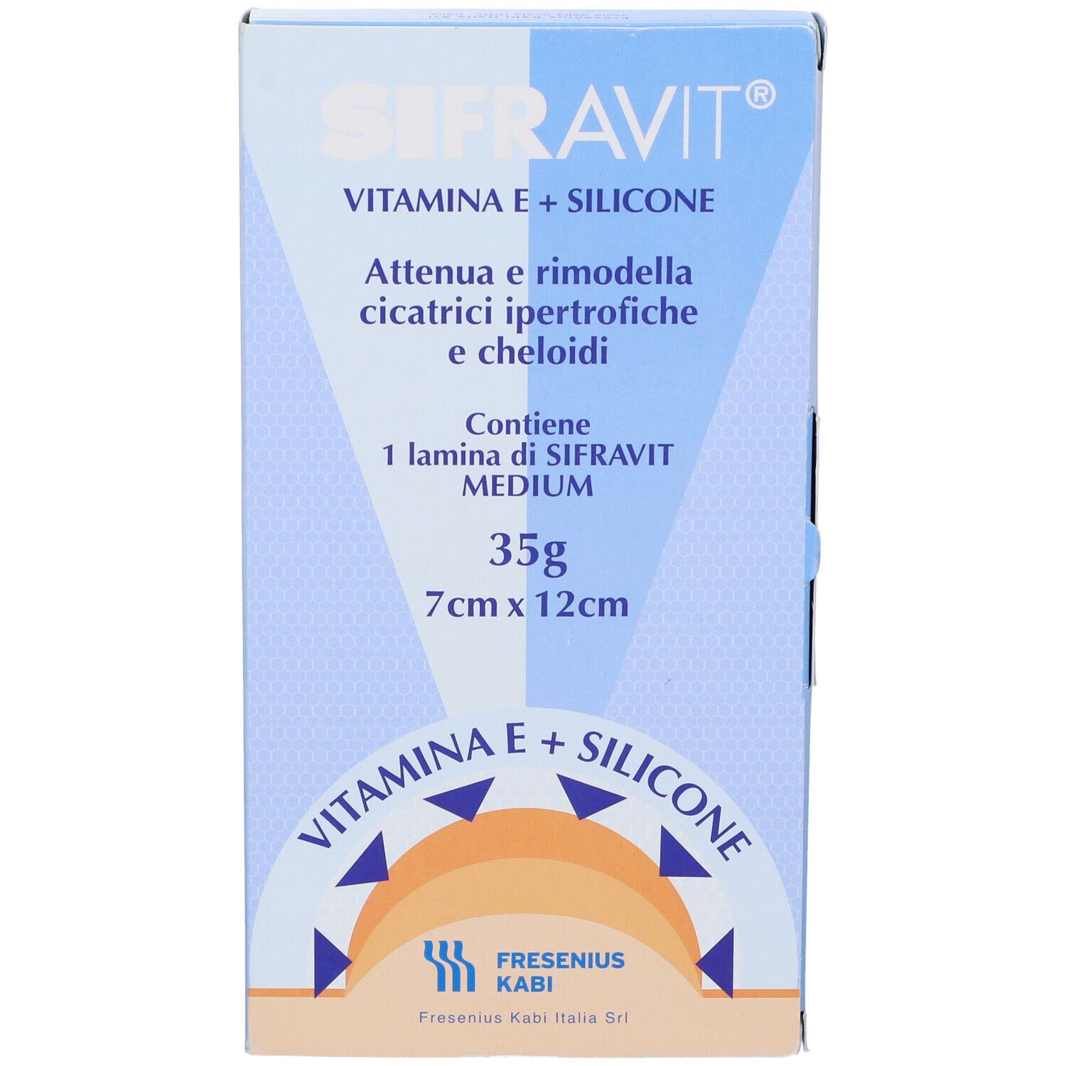 Placca In Silicone E Vitamina E Sifravit Dimensioni 7X12Cm. Indicata Nel Trattamento Di Cheloidi E Cicatrici Ipertrofiche Conseguenti Ad Interventi C Hirurgici, Ustioni, E Ferite
