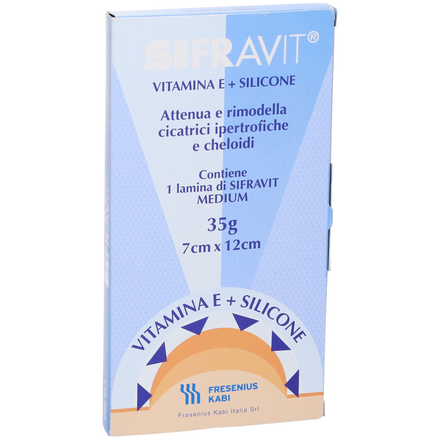 Placca In Silicone E Vitamina E Sifravit Dimensioni 7X12Cm. Indicata Nel Trattamento Di Cheloidi E Cicatrici Ipertrofiche Conseguenti Ad Interventi C Hirurgici, Ustioni, E Ferite