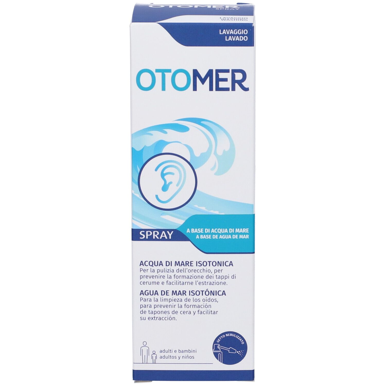 Spray OTOMER: Soluzione isotonica di acqua di mare per la pulizia delle orecchie.