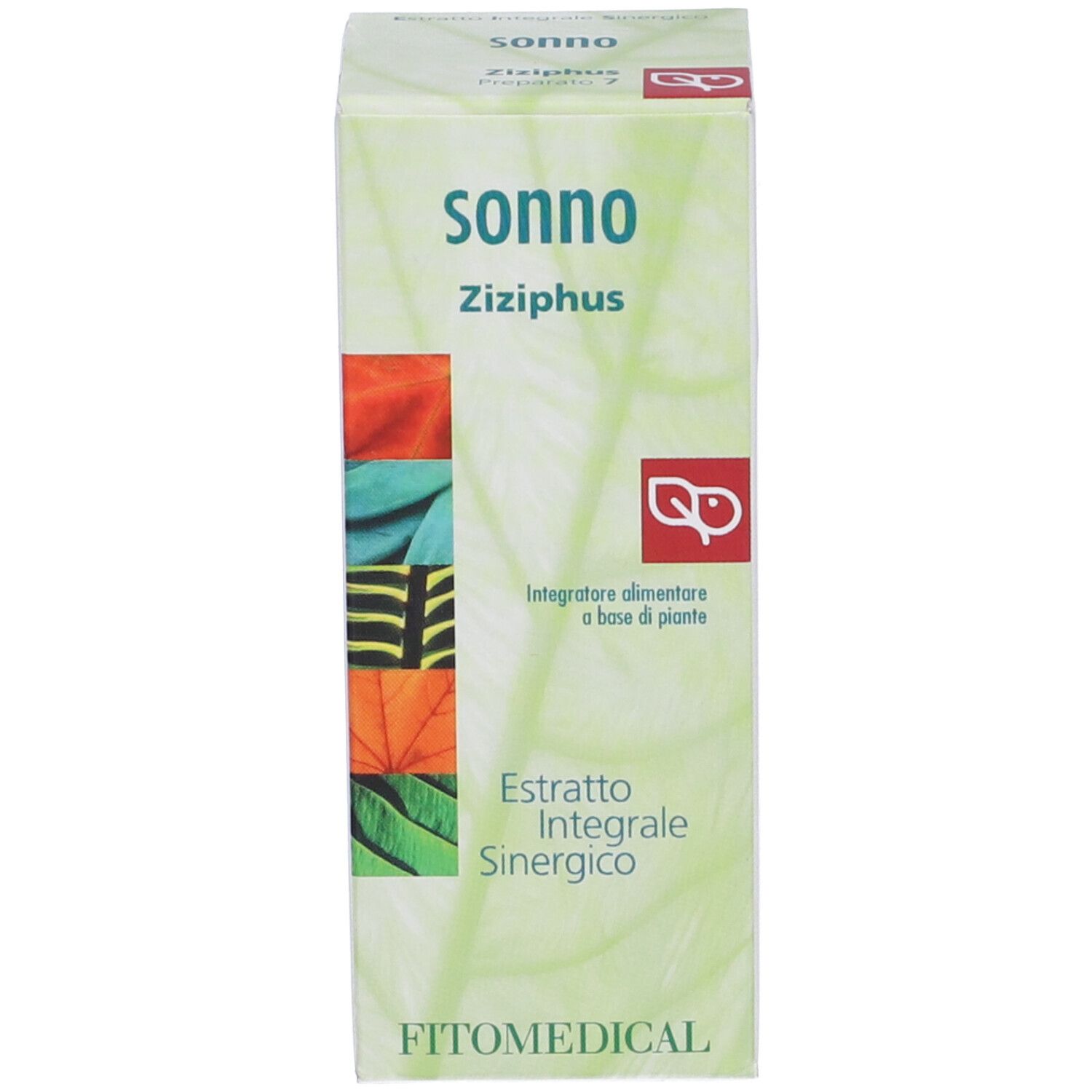 Scatola con scritte. Scritta 'sonno Ziziphus'. Logo e 'FITOMEDICAL'.