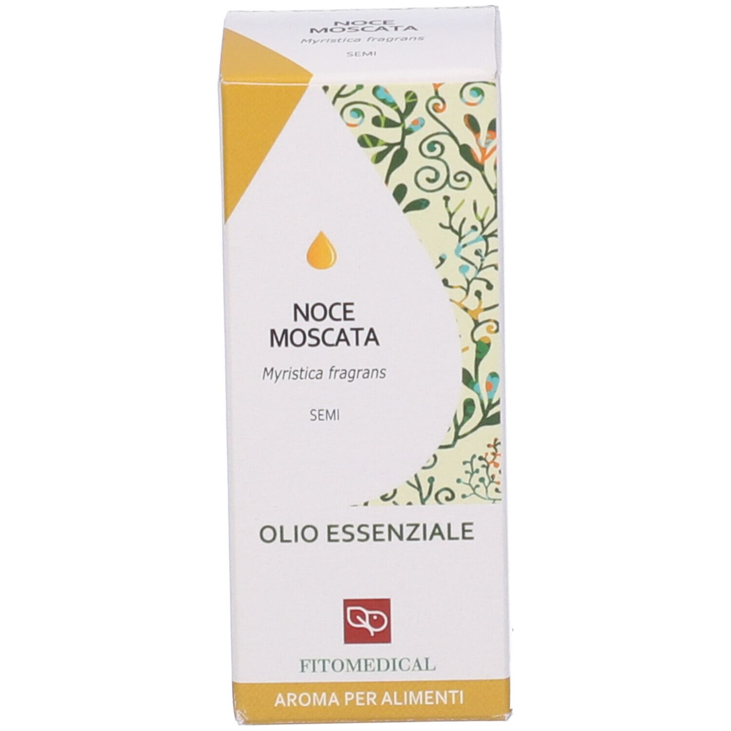 Scatola con scritta: Noce Moscata, Olio Essenziale, FitoMedical.