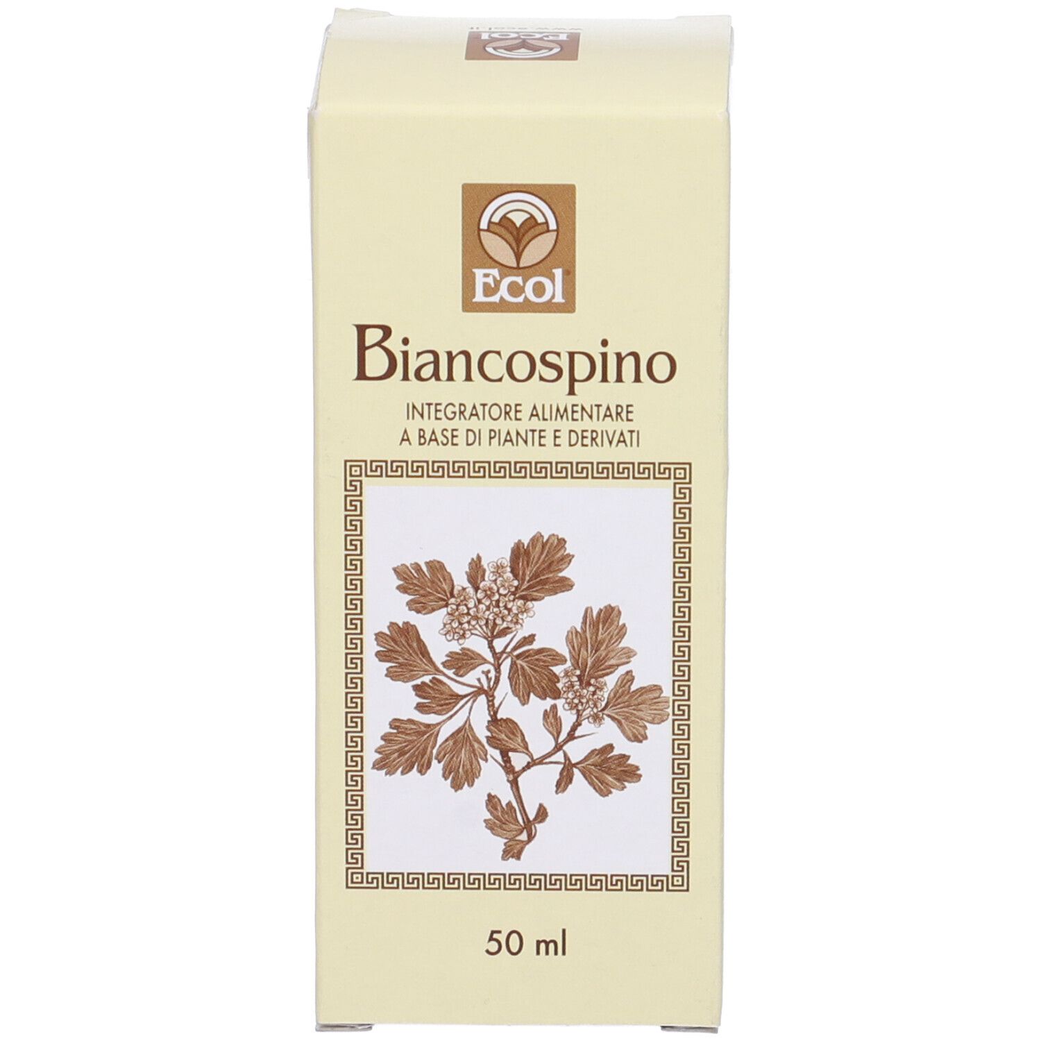 Confezione beige. Stampa con nome del prodotto e motivo floreale. 50 ml.