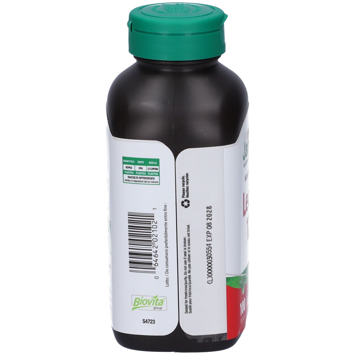 Retro del flacone Jamieson Lecithin 1200 con codice a barre e data di scadenza.