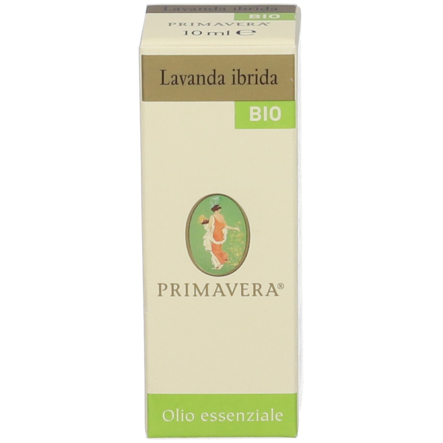 Scatola con scritta 'Lavanda ibrida BIO Olio essenziale'.