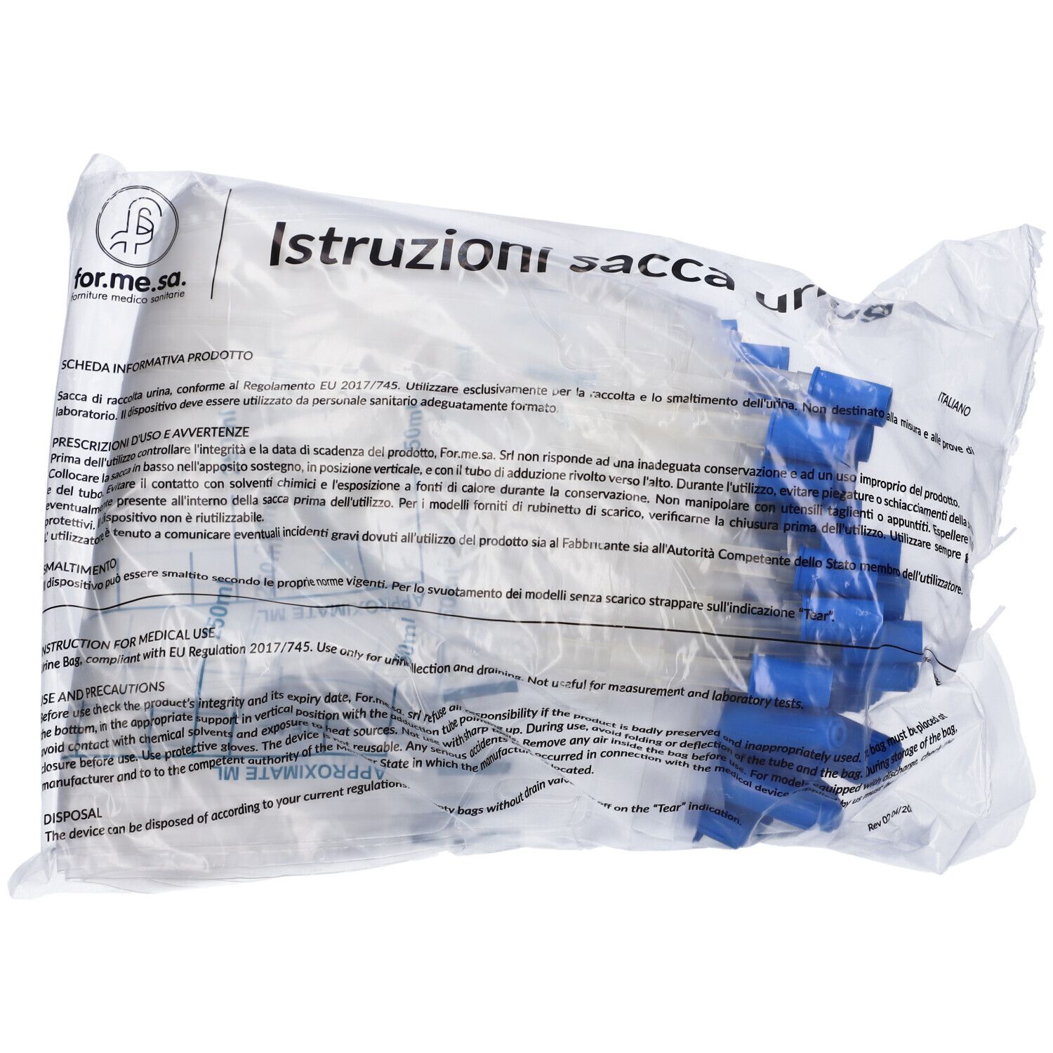 Sacca Di Drenaggio Da Gamba Per Incontinenza 750 Ml Tubo 10 Cm Con Laccetti E Bottoni 30 Pezzi