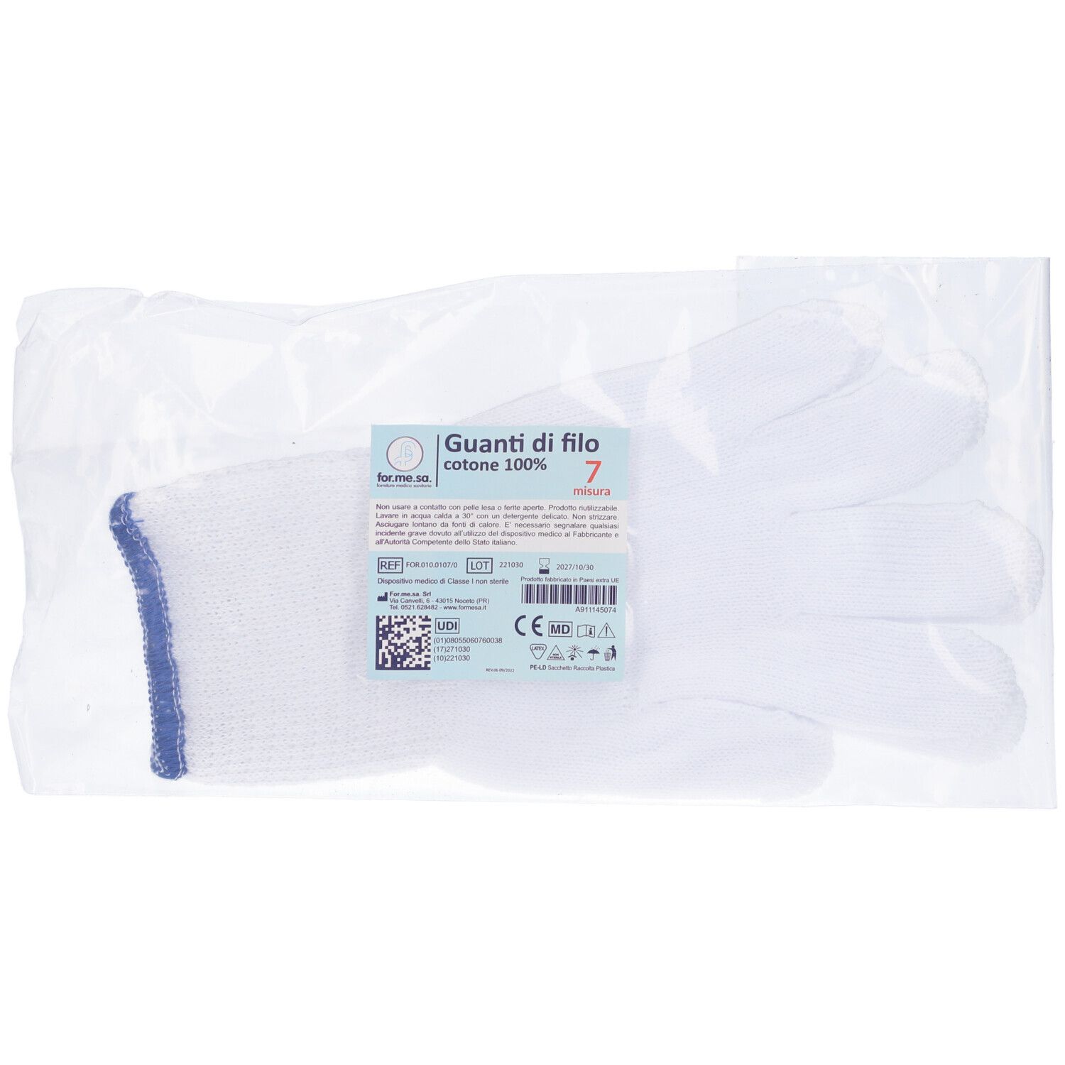 Guanto Ambidestro In Cotone Monofilo Bianco Per Allergie Dermatologiche Senza Cuciture Polsino Elastico Larghezza 65 Mm 7 1 Paio