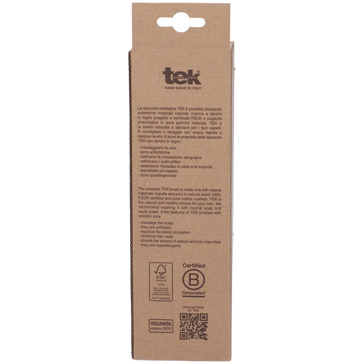 Tek - Spazzola Rettangolare con Dente Corto