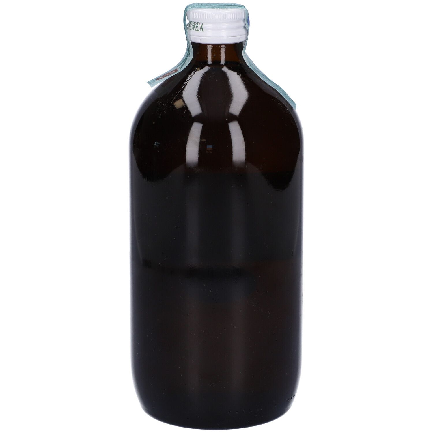 Flacone di vetro marrone con tappo bianco ed etichetta. L'etichetta dice "Calendula".