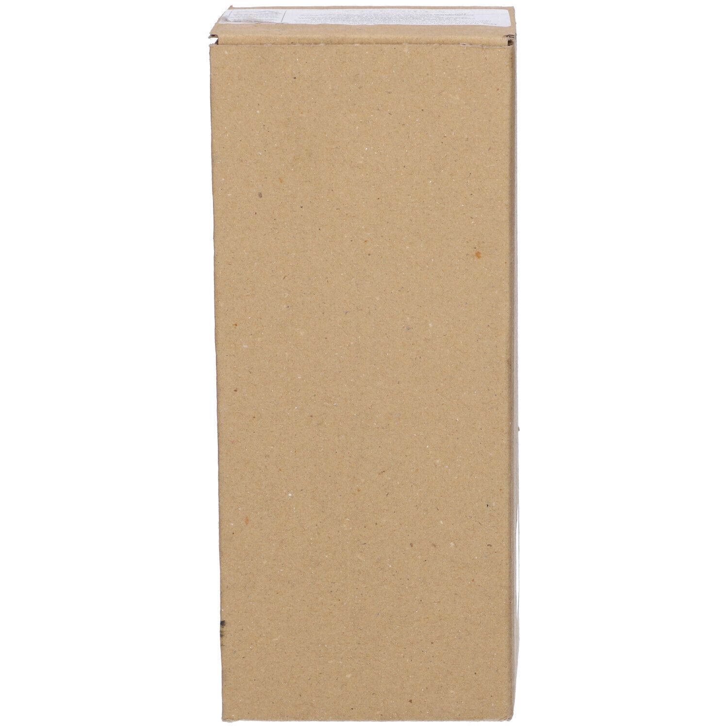 Scatola di cartone marrone. La scatola è alta e stretta.