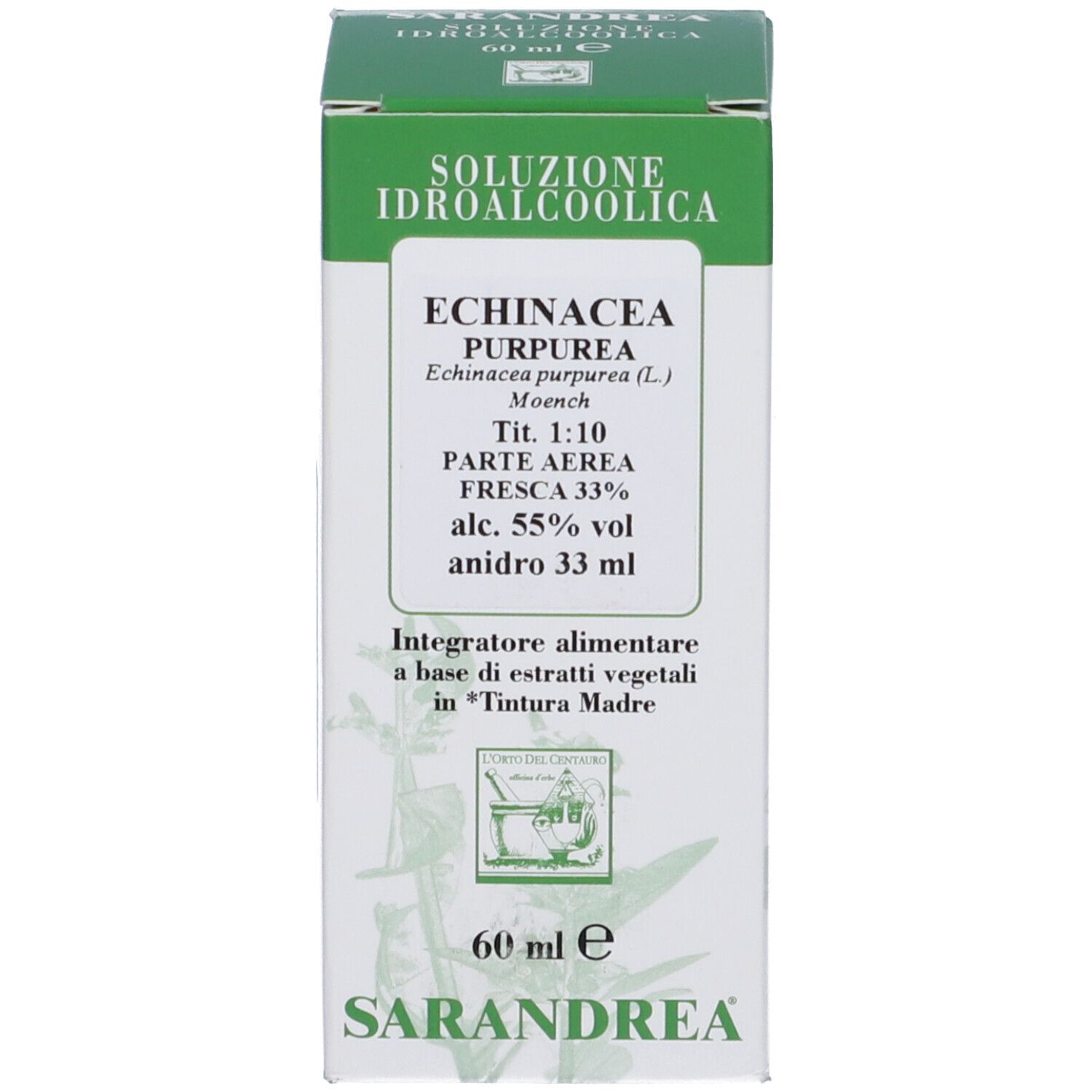 Scatola verde con scritte bianche. La scatola indica 'Echinacea' e altre informazioni.