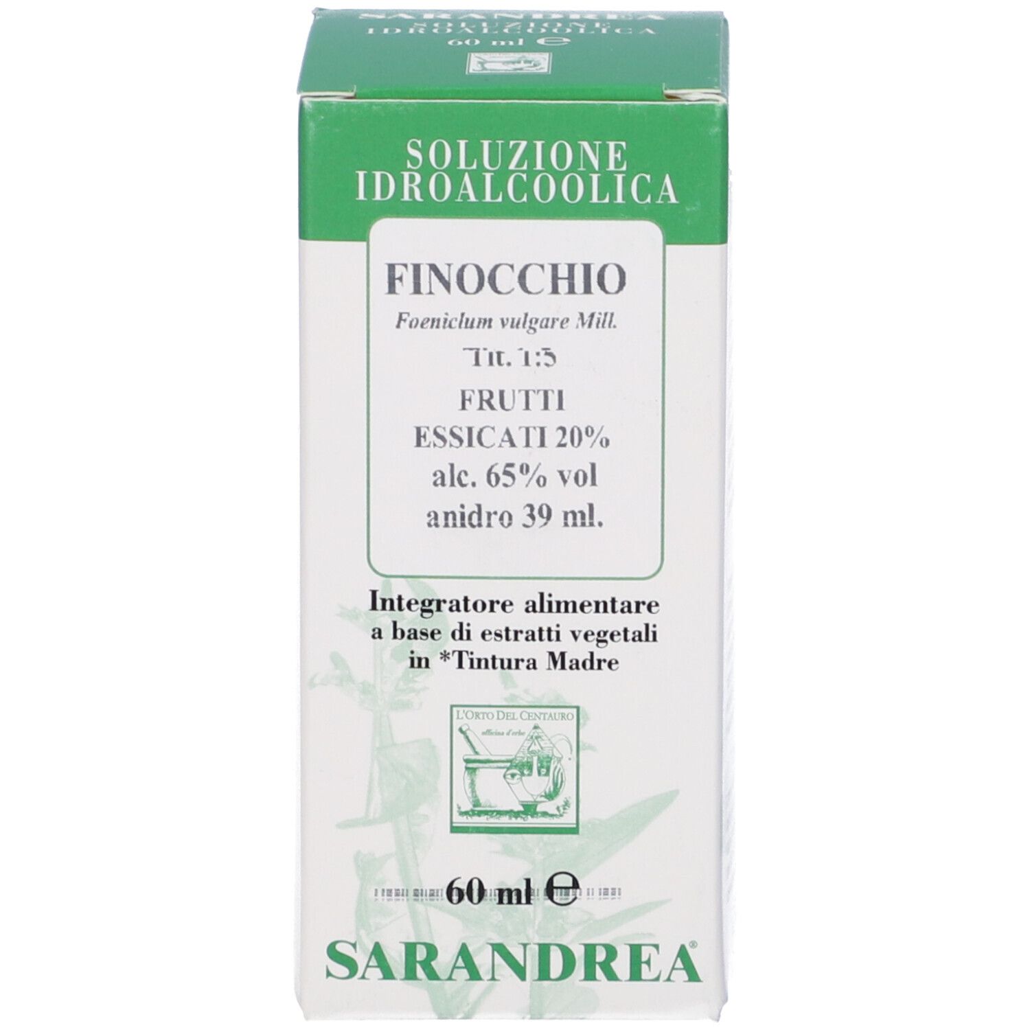 Scatola con scritta: Finocchio, 60 ml, Sarandrea.