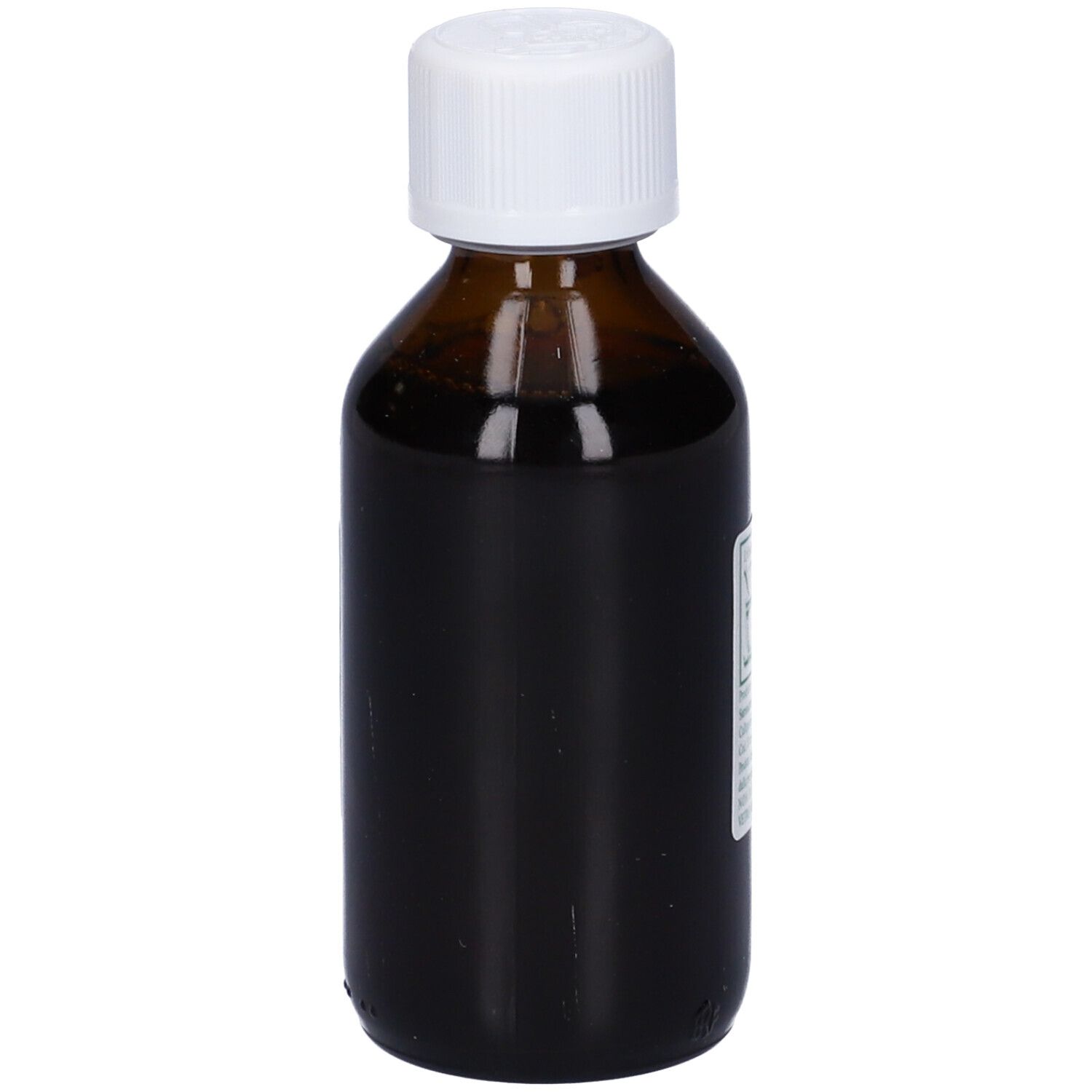 Flacone di vetro marrone con tappo bianco. Nessun altro dettaglio visibile.