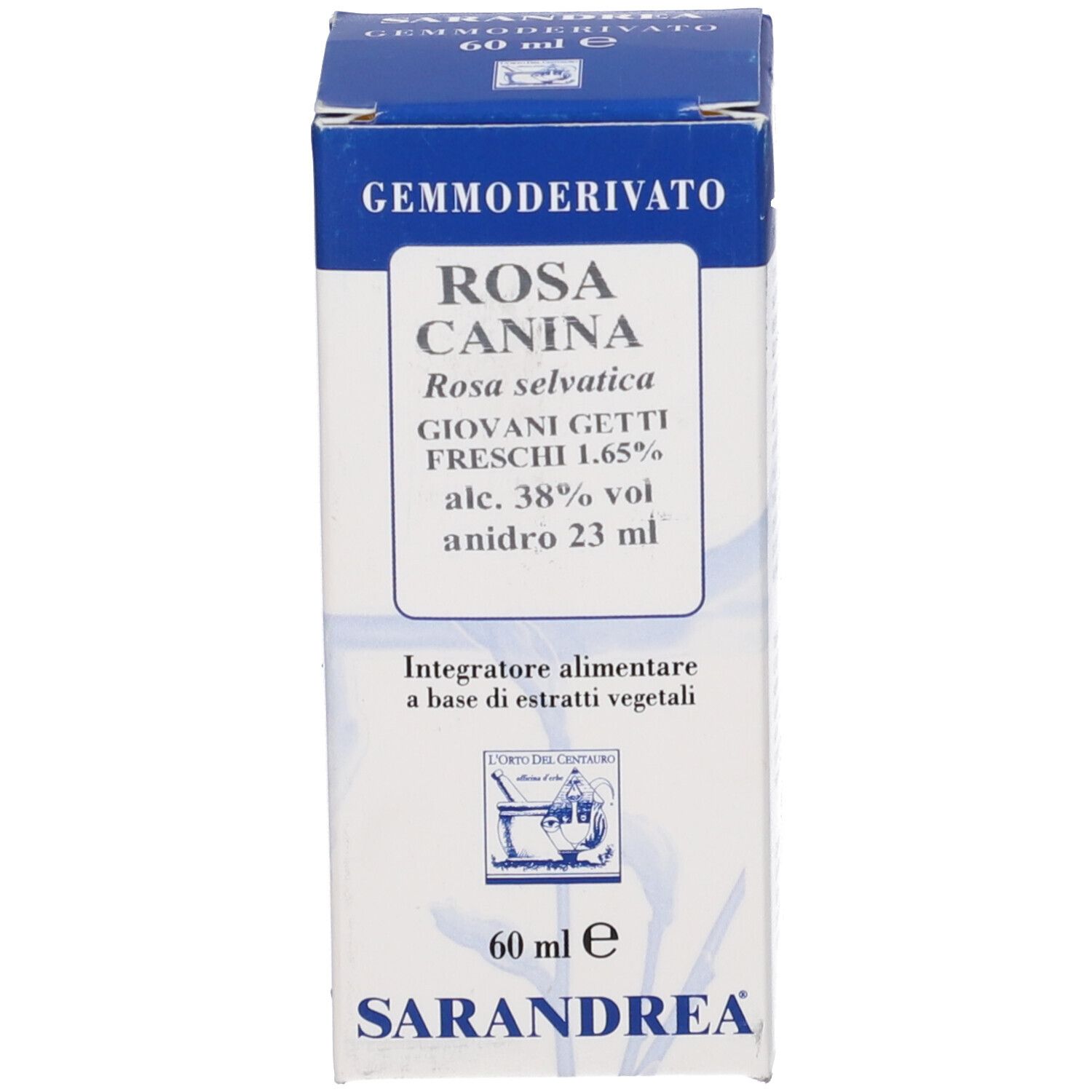 Scatola con scritta: Gemmoderivato, Rosa Canina, 60 ml, Sarandrea.