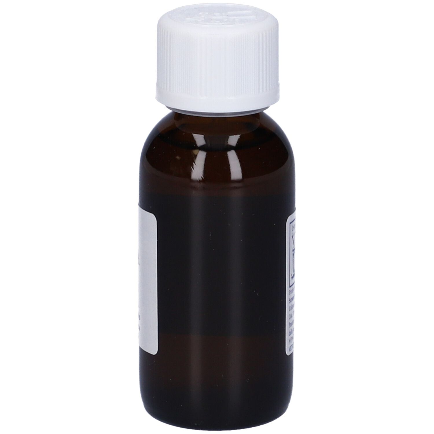 Flacone di vetro marrone con tappo bianco. L'etichetta indica: Castanea Vesca.