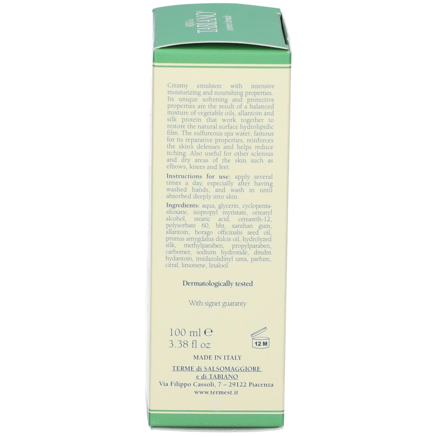 Aqua Tabiano Crema Vellutante Mani100 Ml