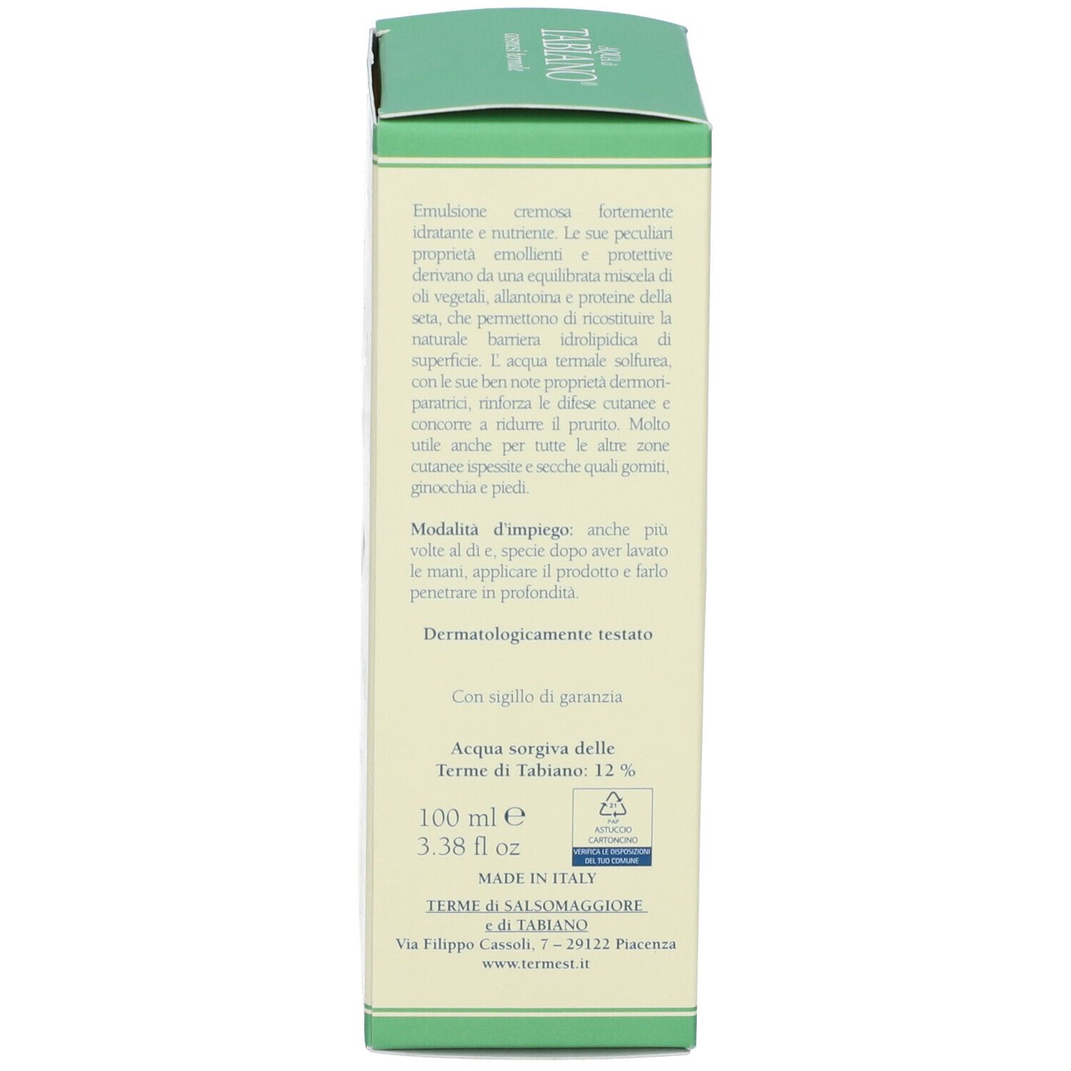 Aqua Tabiano Crema Vellutante Mani100 Ml