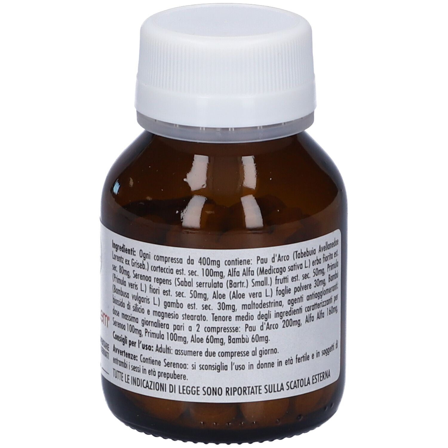 Flacone marrone di compresse con tappo bianco. Compresse visibili. Scritta: tricoLem, integratore alimentare. Elenco ingredienti.