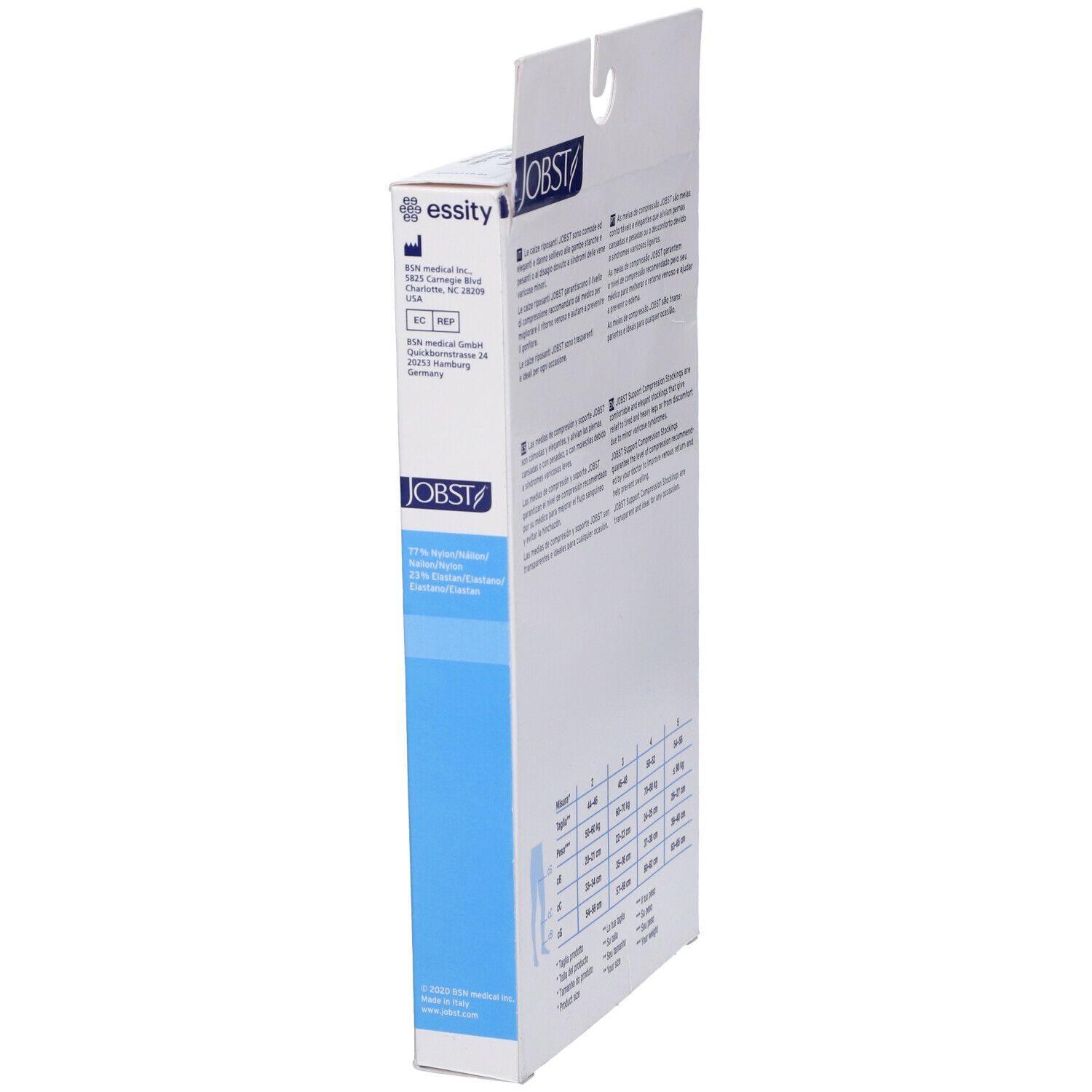 Jobst Velato 140Den Naturel Misura 3. Confezione, vista laterale. Informazioni, taglie, marchio CE.
