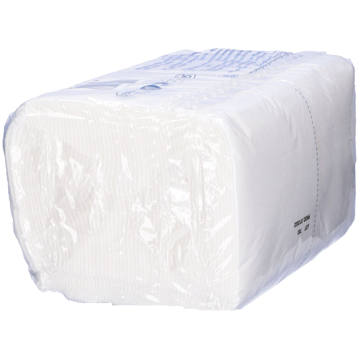 Confezione di salviette bianche. Scritta: Serenity Skin Care, 30 x 38 cm, 50 pezzi, Soft Excellence.