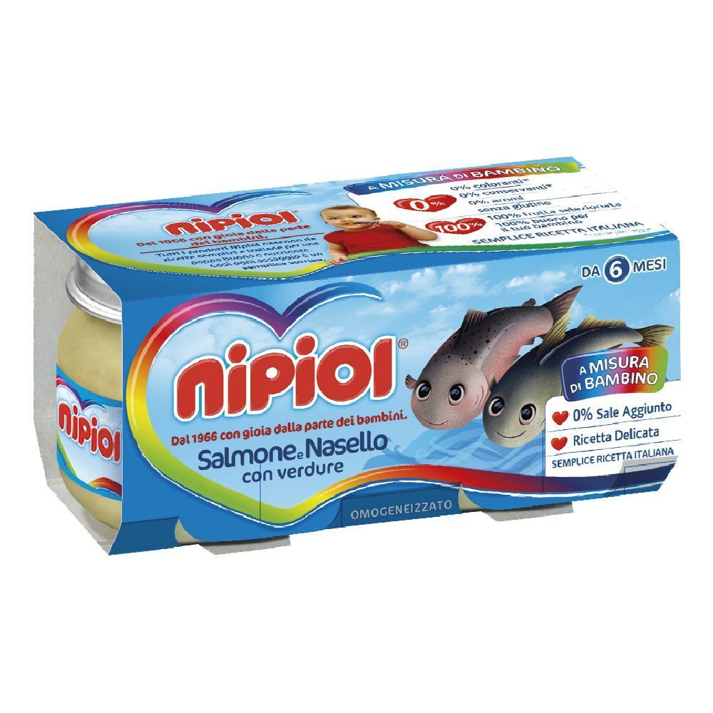 Nipiol Omogeneizzato Salmone Nasello Verdure 2 Pezzi 80 G