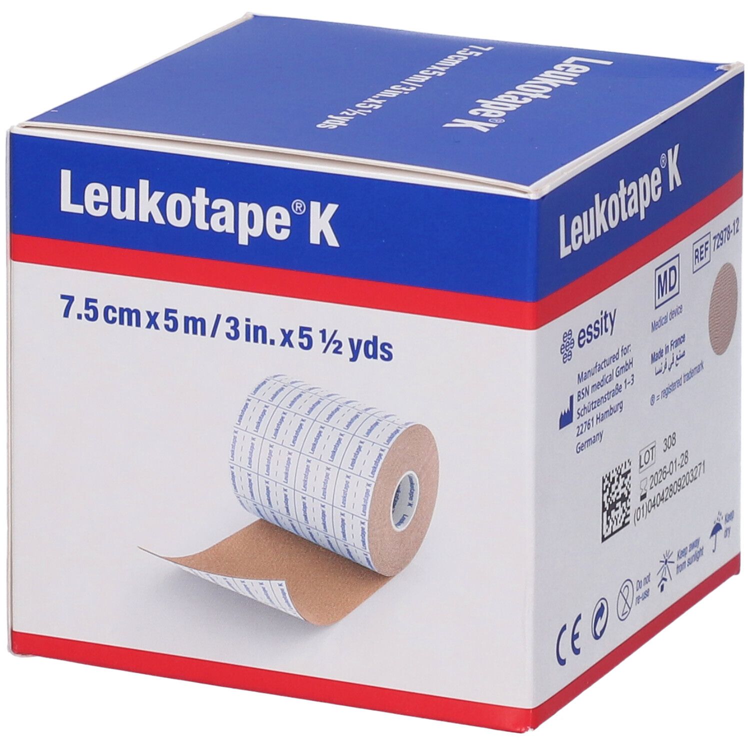 Leukotape K Tape Kinesiologico 7,5 x 500 cm